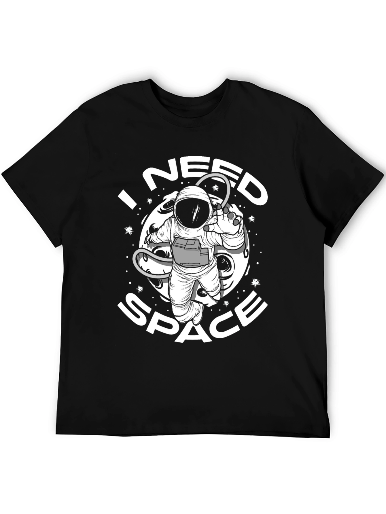 Black I Need Space T-Shirt - Astronaut Graphic Tee view 5
