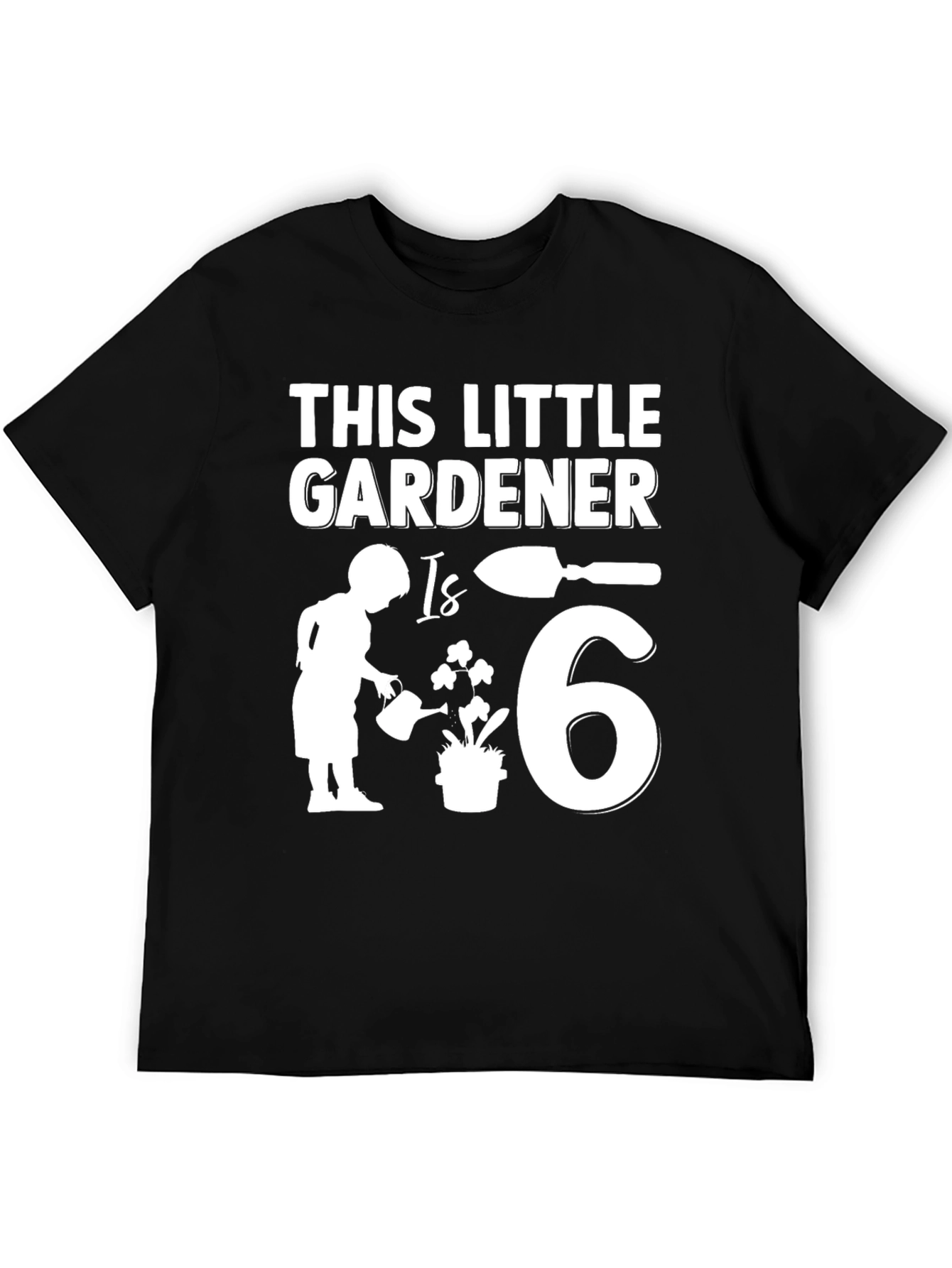 Black Little Gardener Birthday T-Shirt - 6th Birthday Gardening Gift view 5