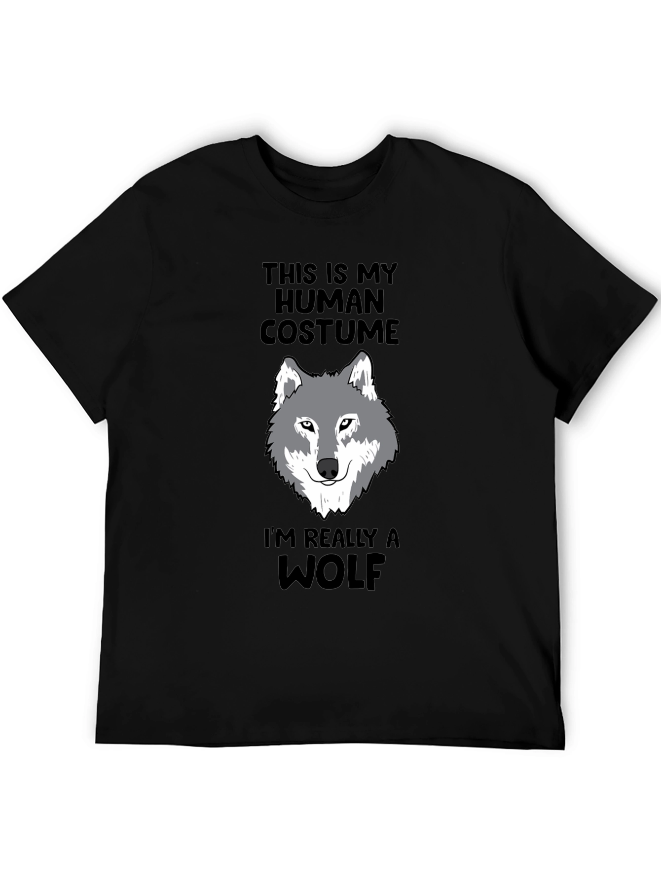 Black Human Costume Funny Wolf T-Shirt view 5