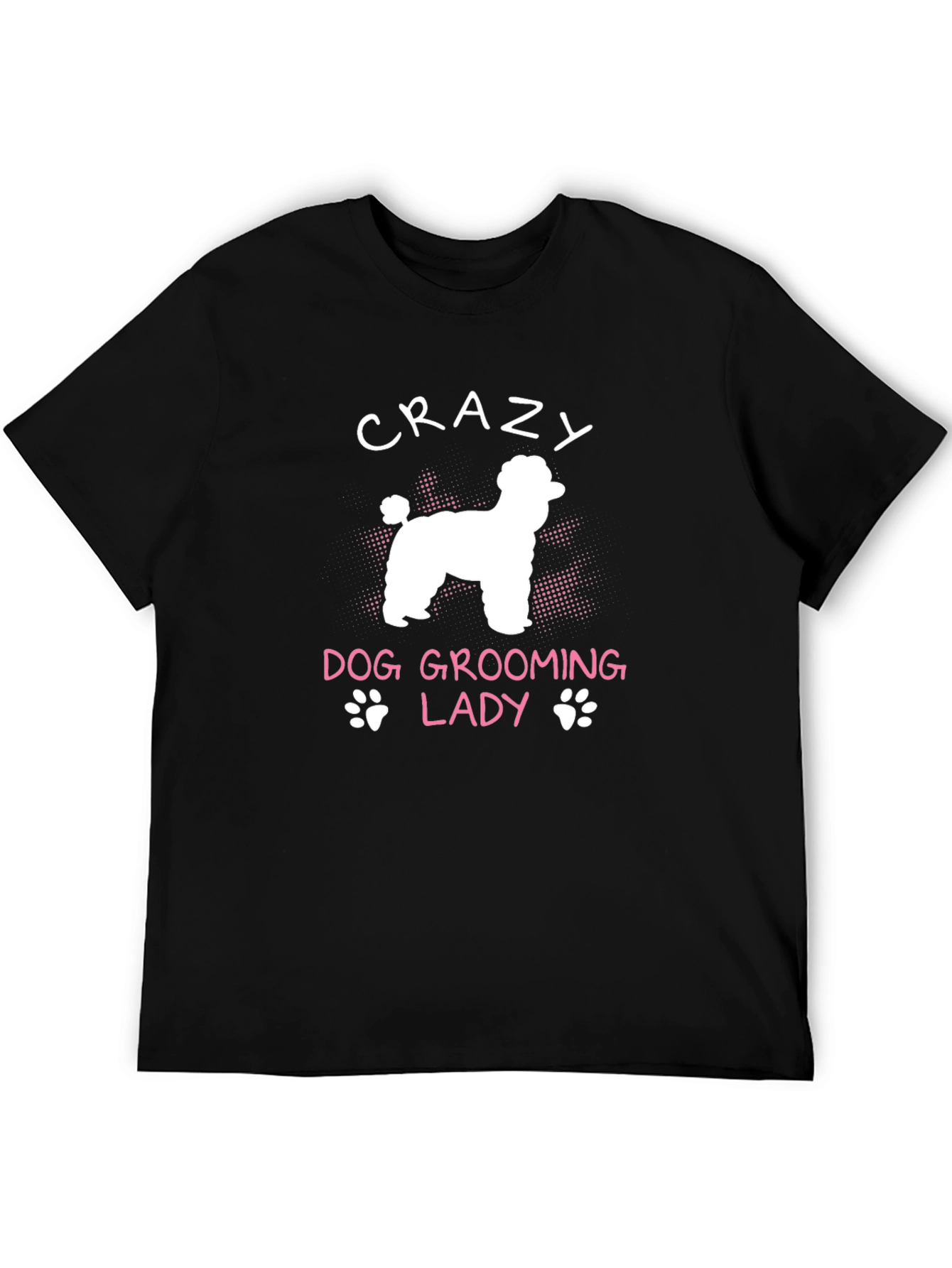 Black Crazy Dog Grooming Lady Graphic Tee view 5