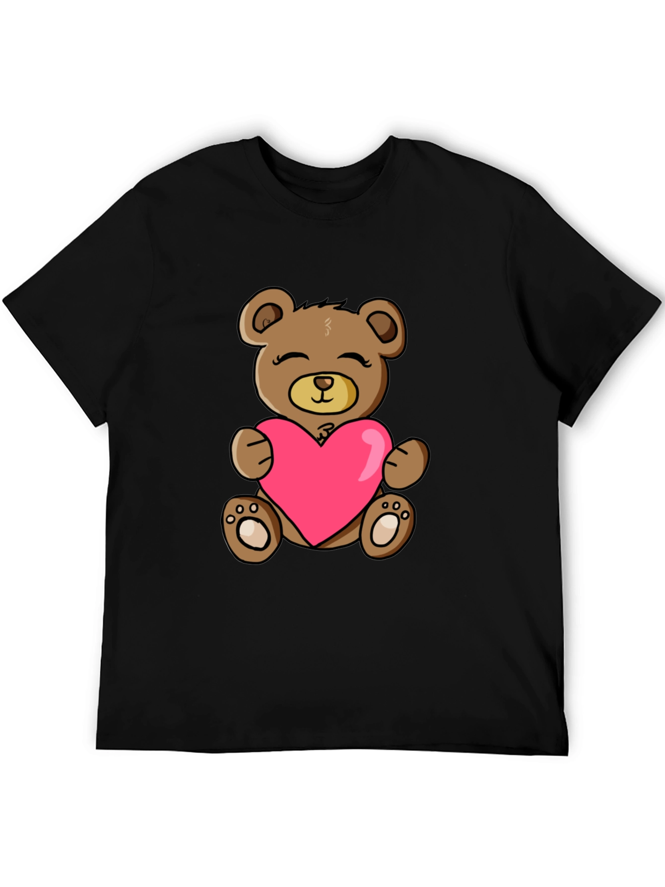 Black Teddy Bear Heart T-Shirt - Cute & Comfy! view 5