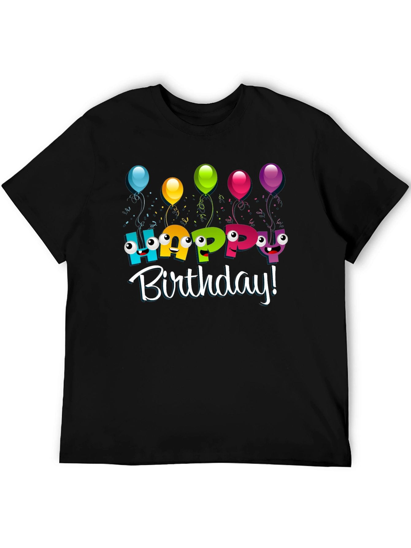Black Happy Birthday Graphic T-Shirt view 5