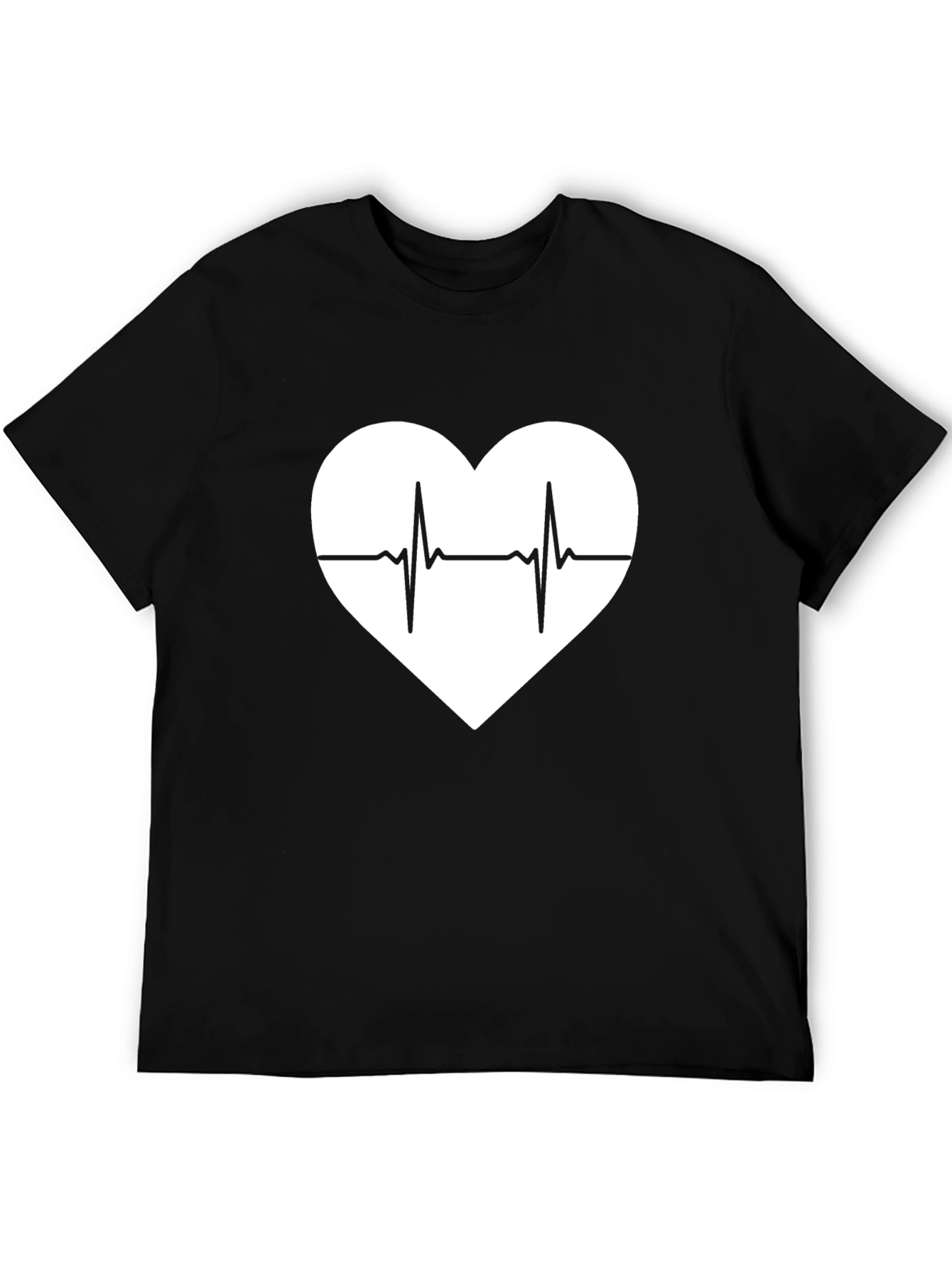 Black Heartbeat Heart T-Shirt view 5