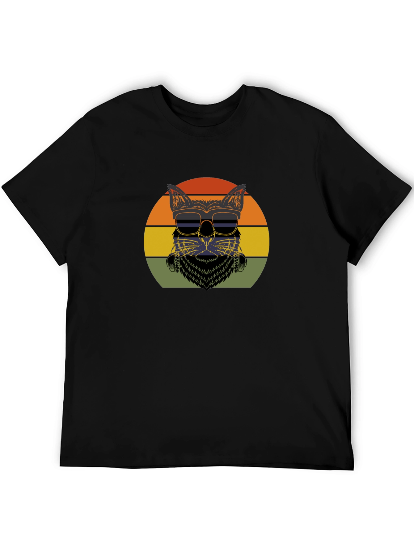 Black Cool Cat Retro T-Shirt view 5