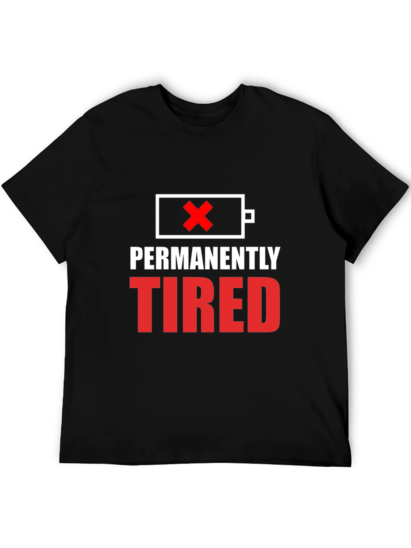 Black Permanently Tired Graphic Tee - Funny Slogan Shirt view 5