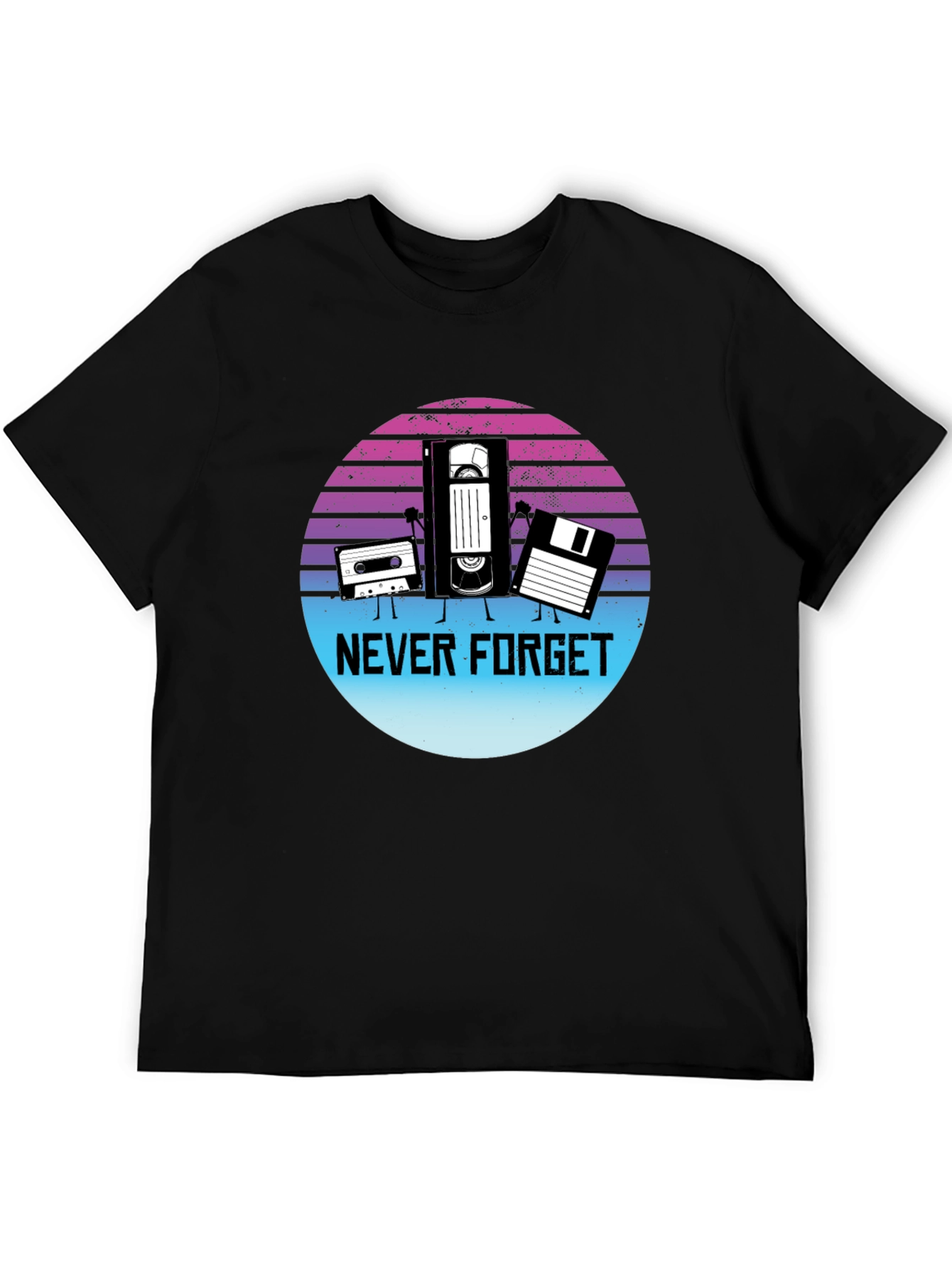 Black Retro "Never Forget" Graphic T-Shirt view 5