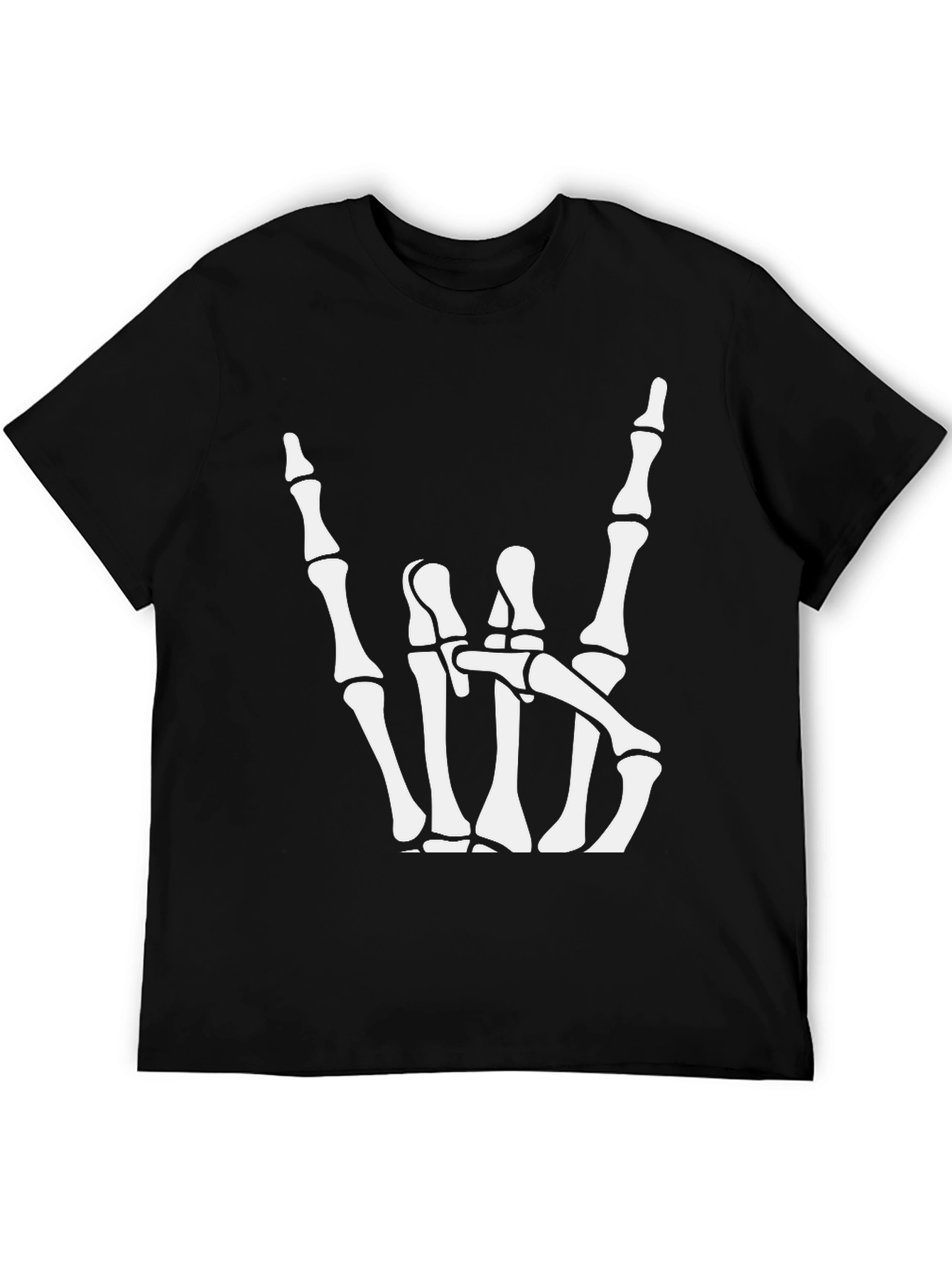 Black Rock On Skeleton Hand Graphic T-Shirt view 5