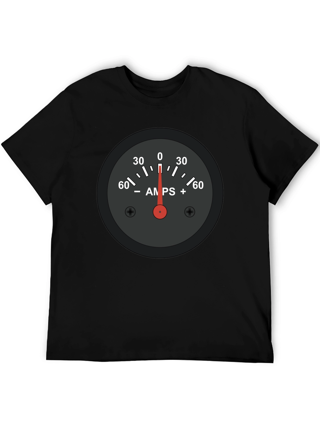 Black Amps Gauge Graphic Tee - Cool Automotive Shirt view 5