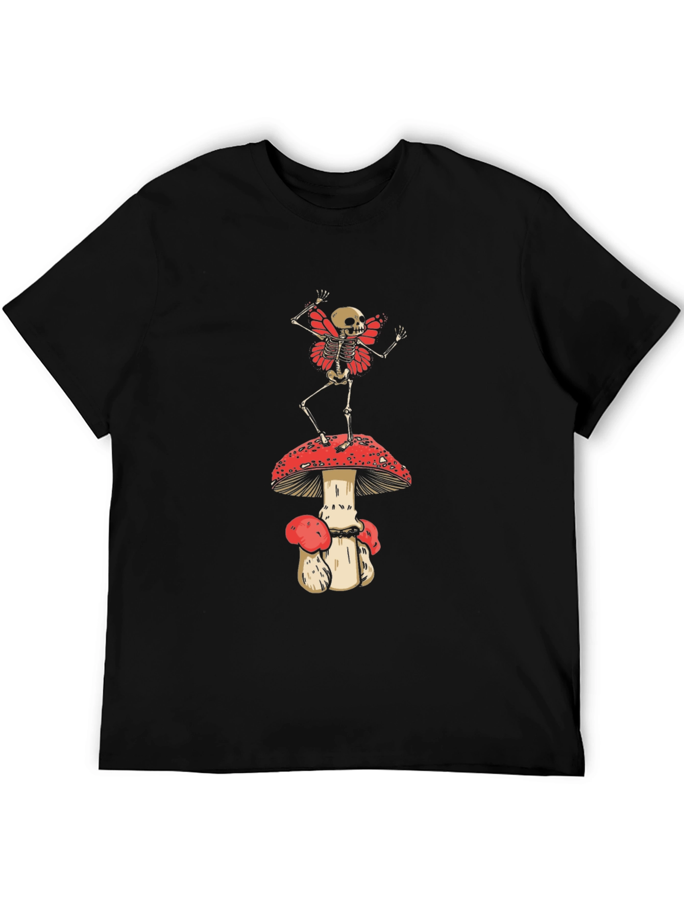 Black Skeleton Fairy on Mushroom T-Shirt view 5