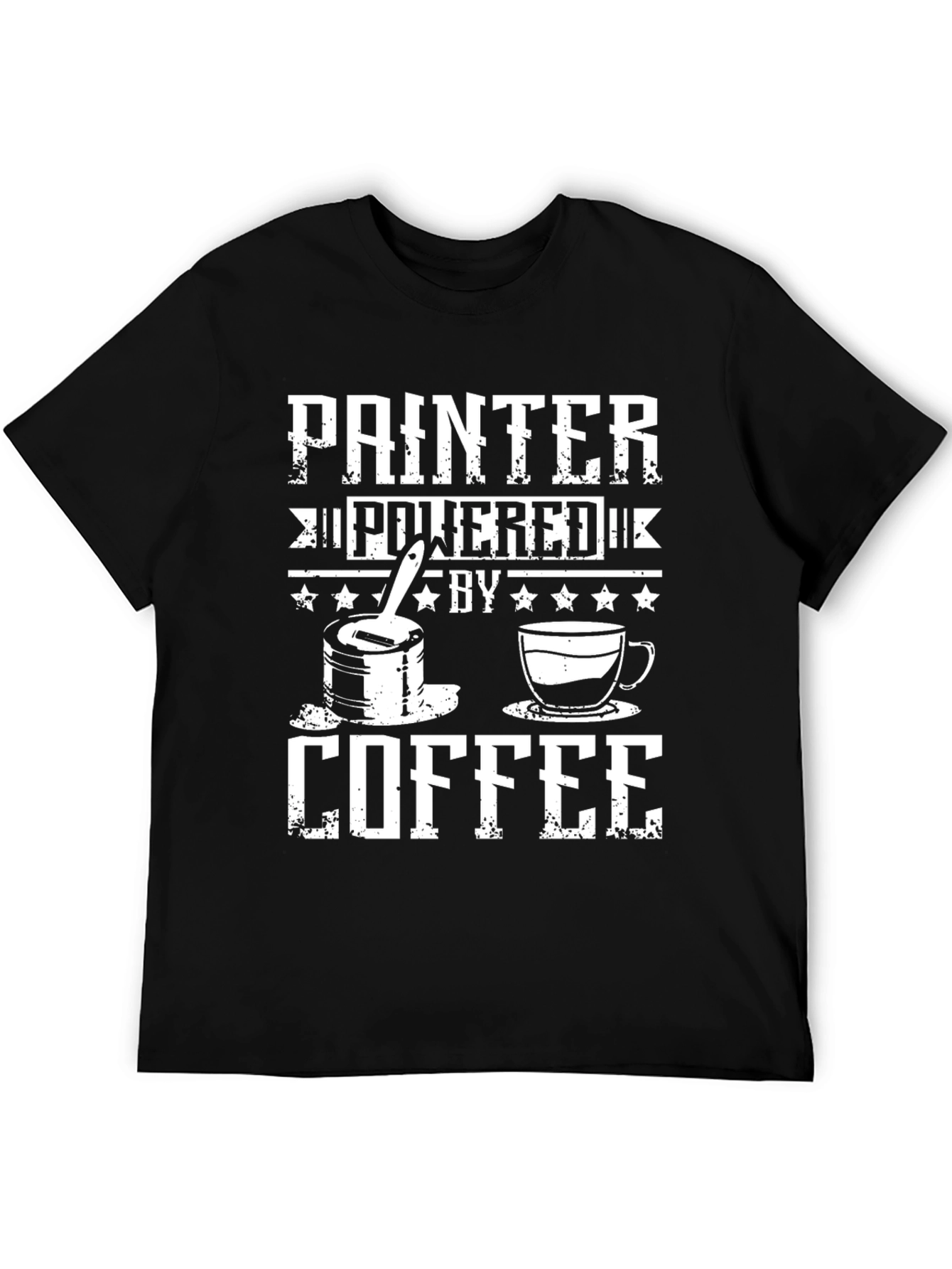Black Painter Powered by Coffee Graphic T-Shirt view 5