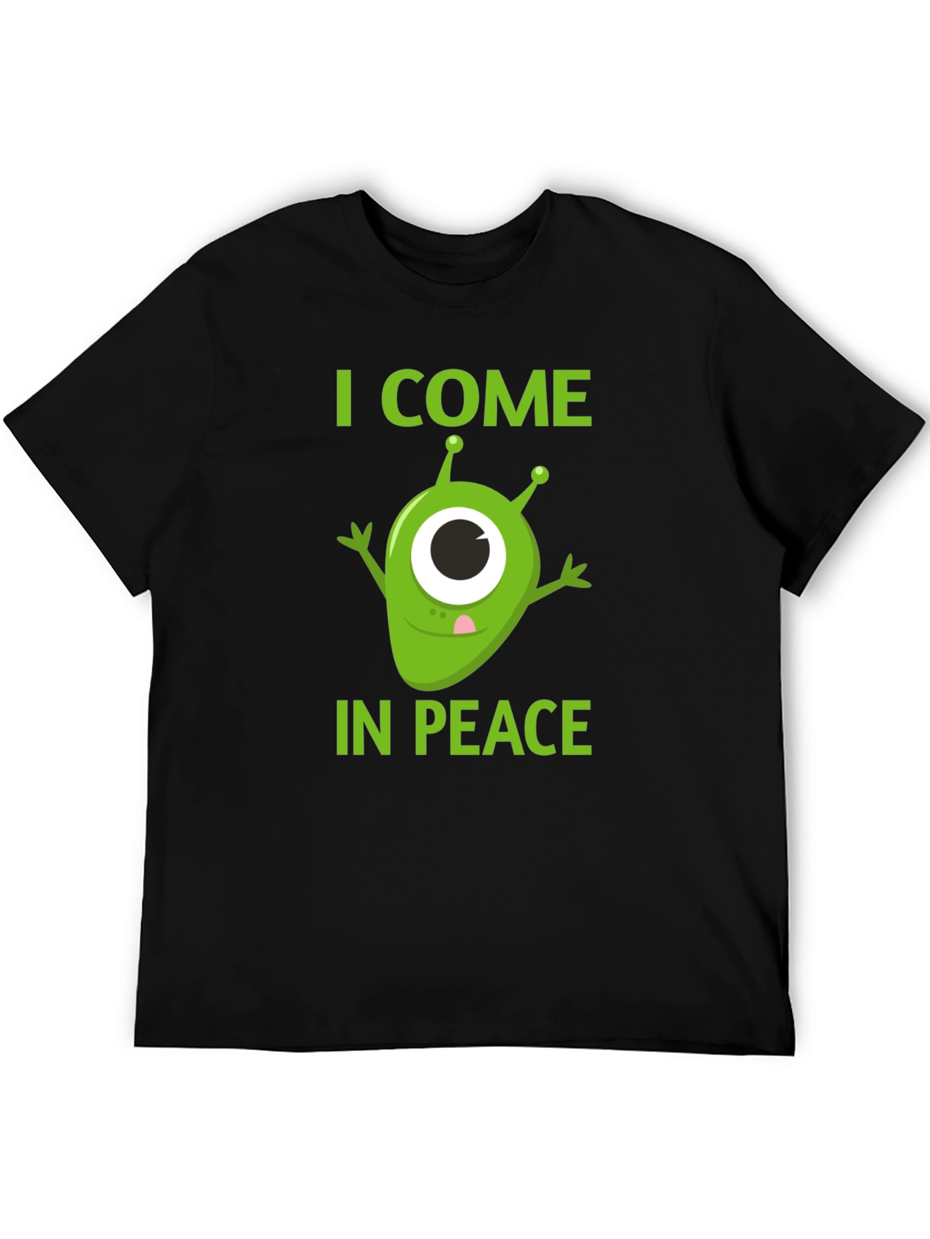 Black I Come In Peace Alien Graphic T-Shirt view 5