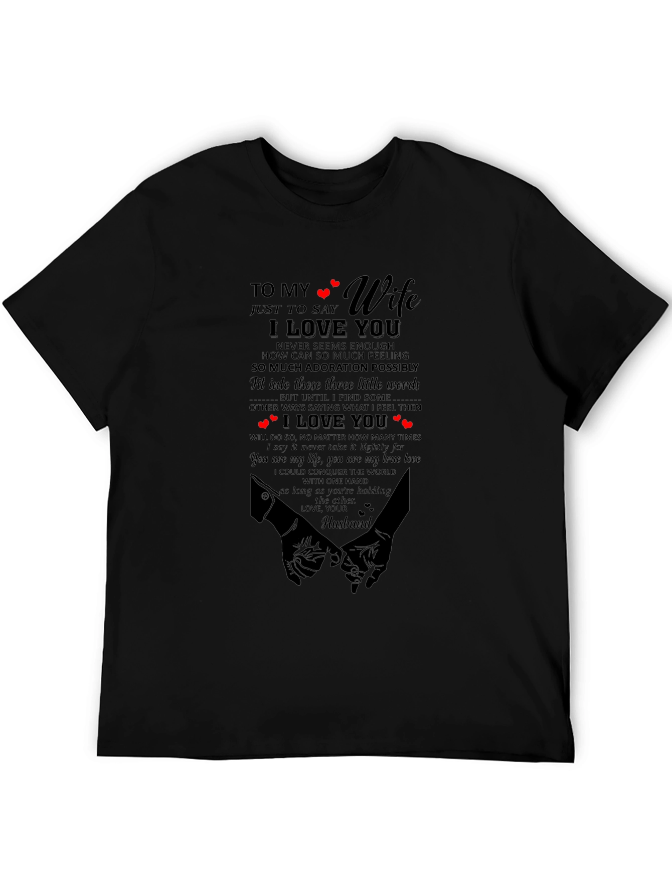 Black To My Wife I Love You Graphic T-Shirt view 5