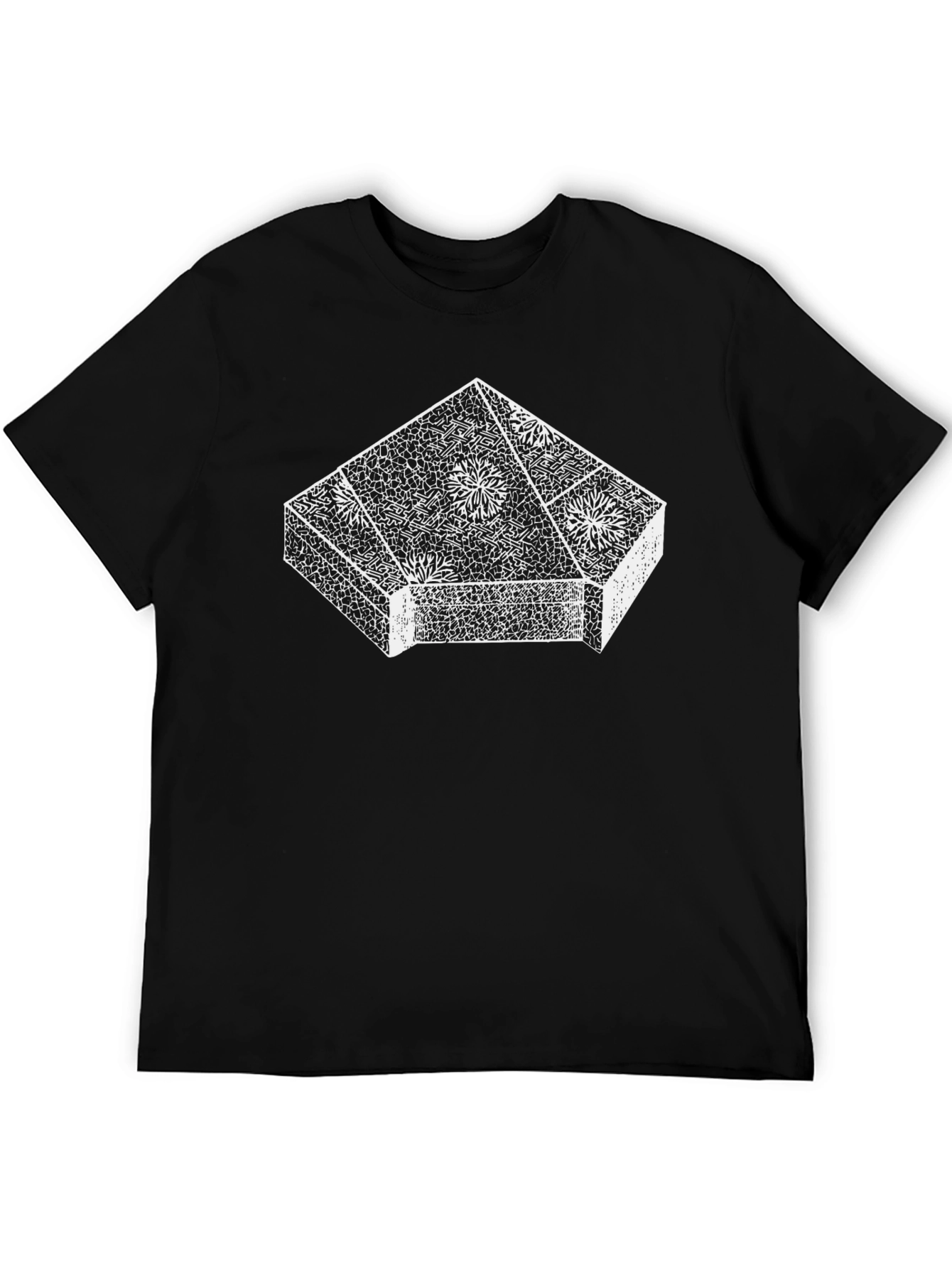 Black Geometric Floral Print Black T-Shirt view 5