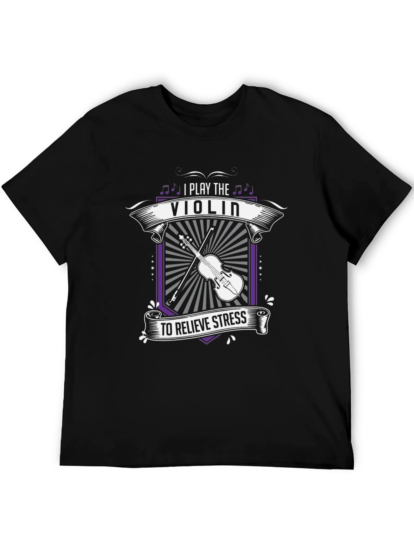 I Play the Violin to Relieve Stress Black T-Shirt - 5