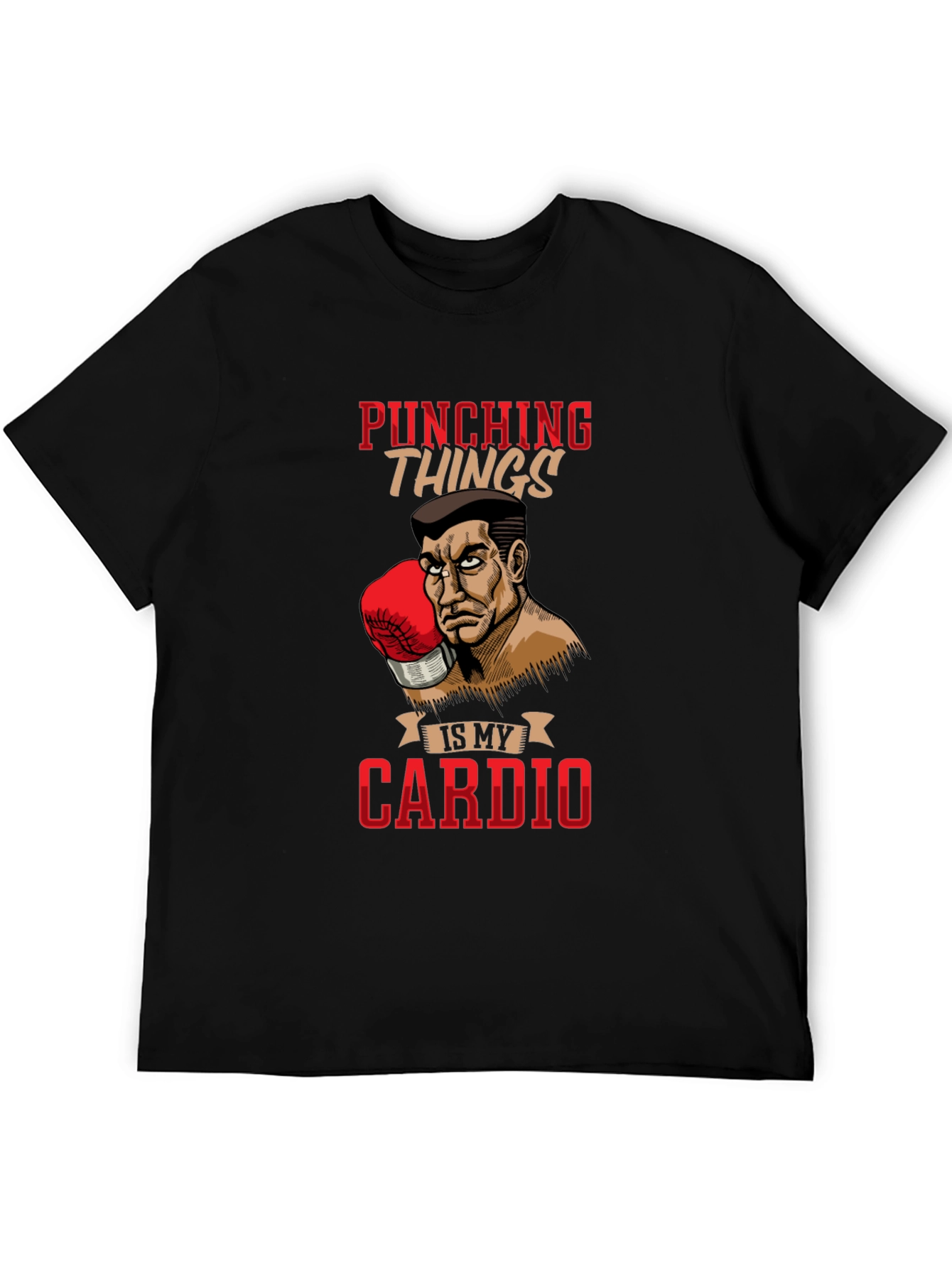 Black Punching Things Is My Cardio T-Shirt view 5