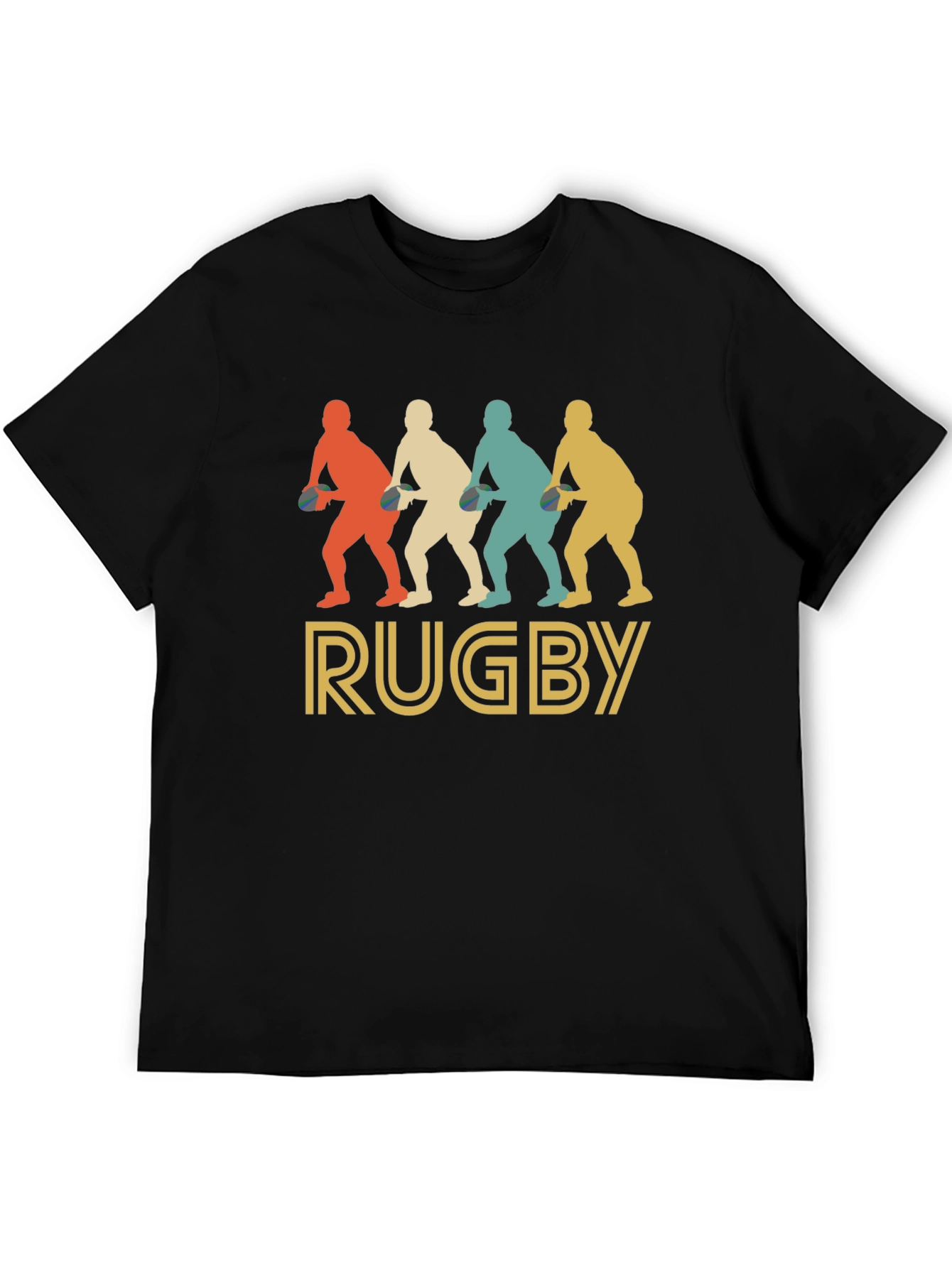 Black Vintage Rugby Player T-Shirt - Retro Style view 5