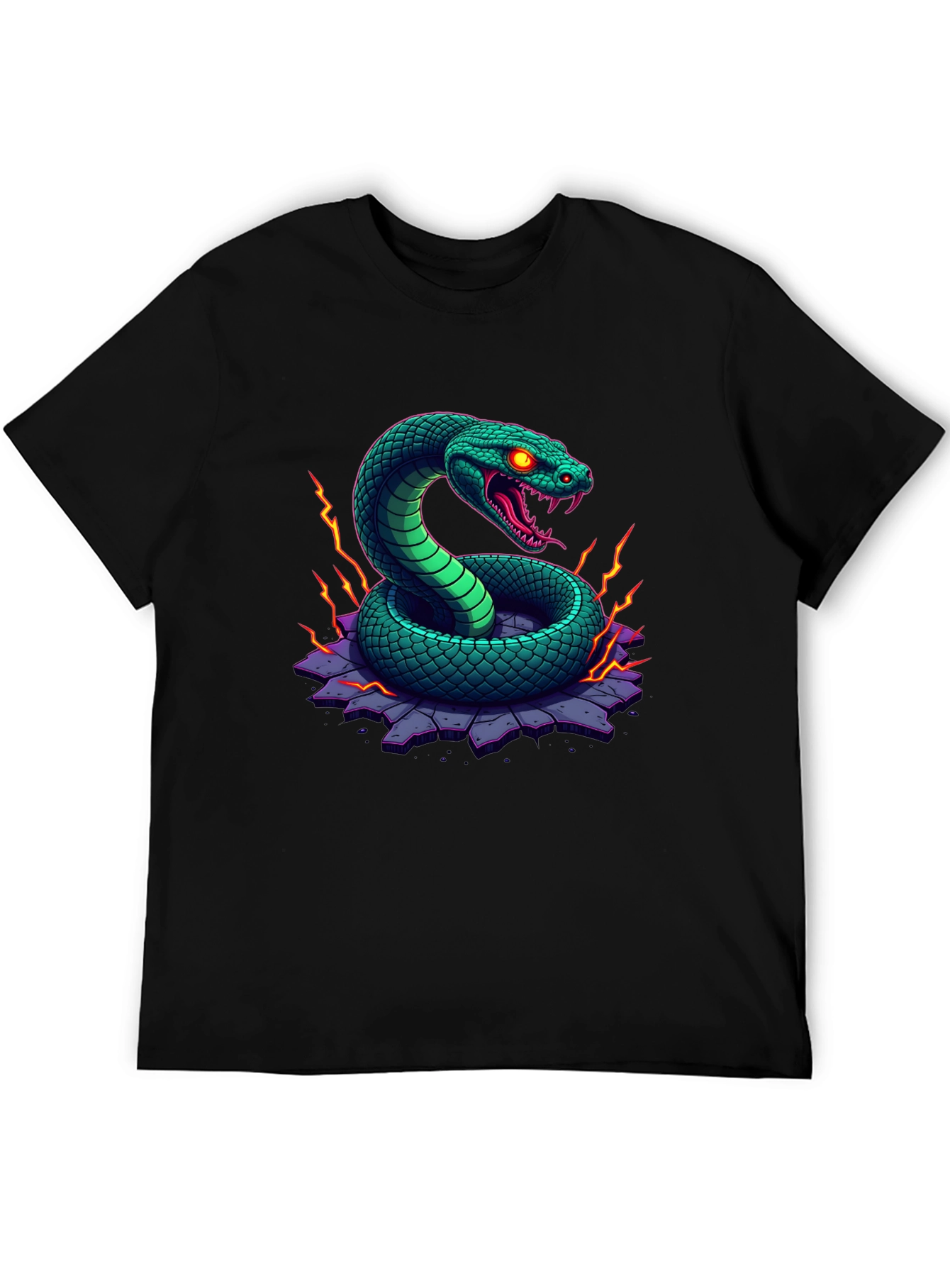 Black Men's Black Snake Graphic Tee view 5