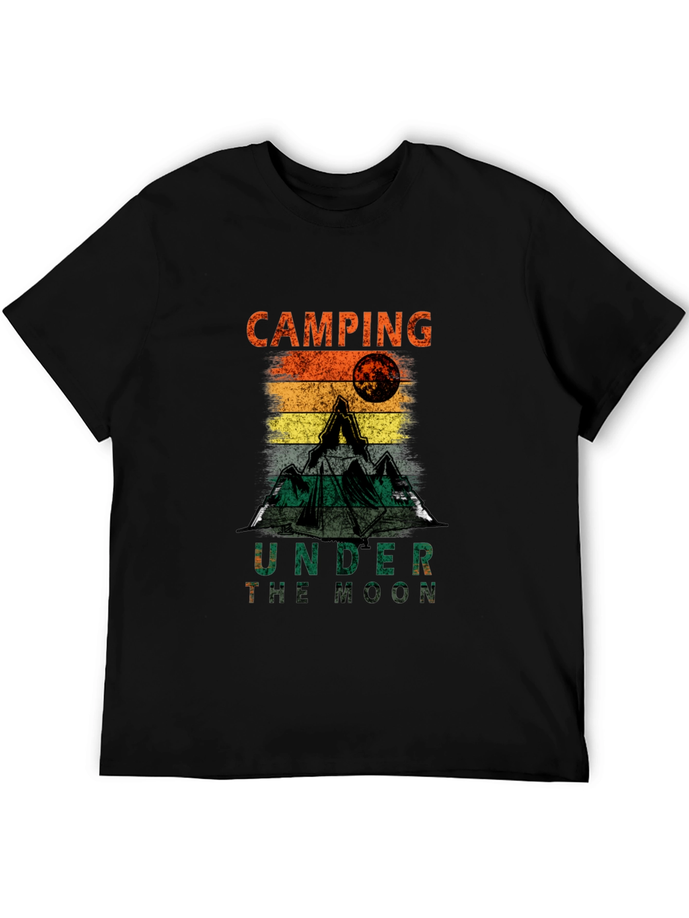 Black Camping Under The Moon T-Shirt view 5