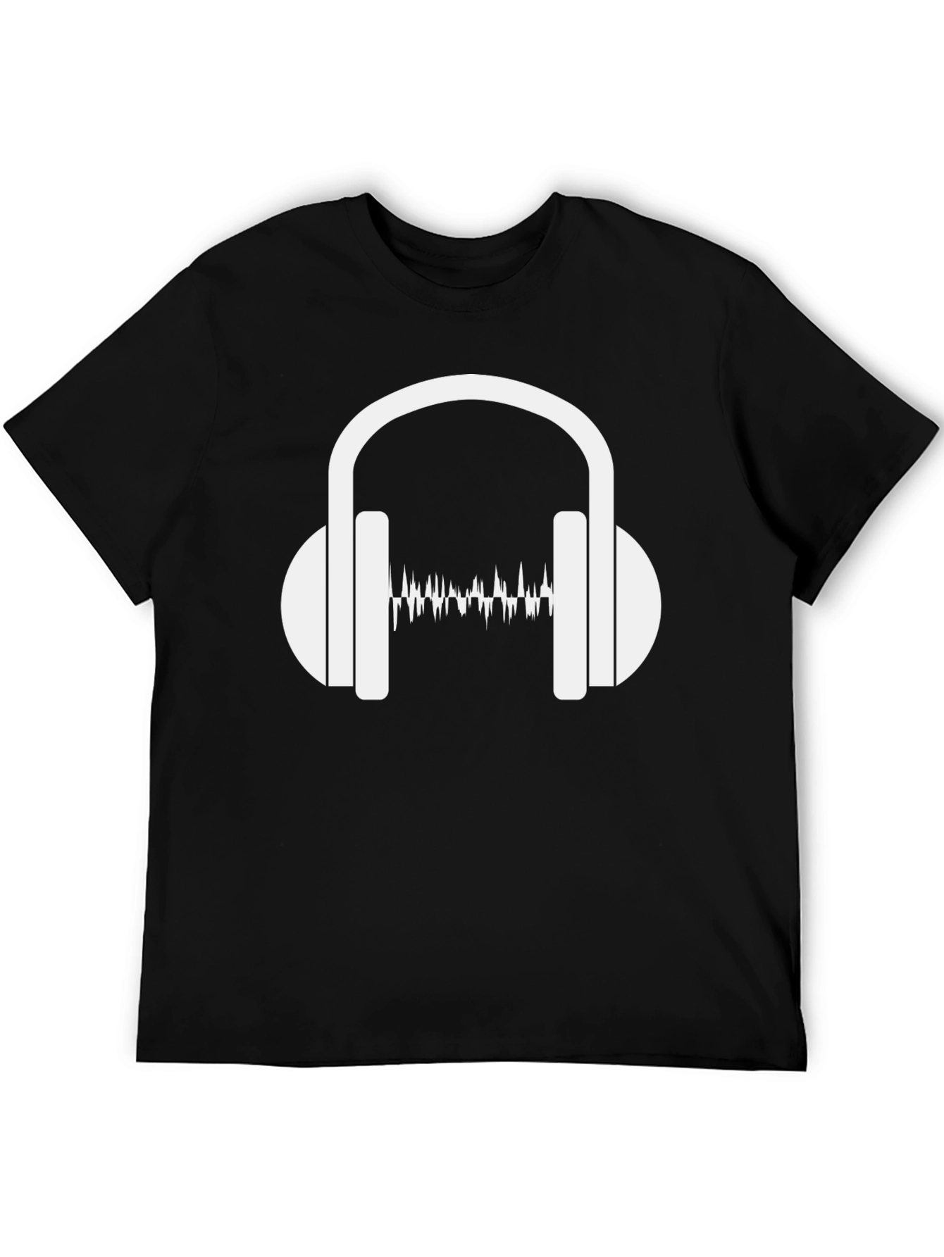 Black Sound Wave Headphones Graphic Tee view 5