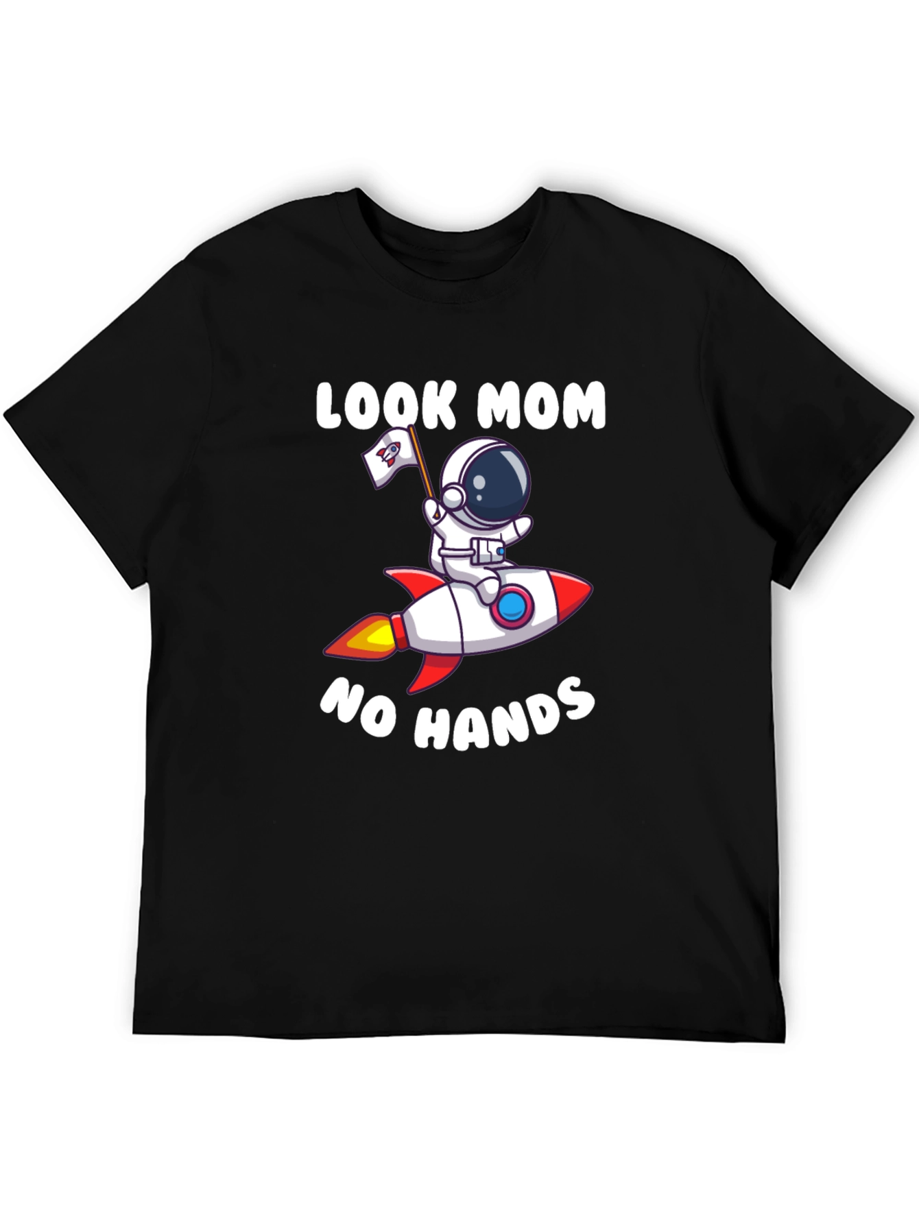 Black Look Mom No Hands Astronaut Rocket T-Shirt view 5