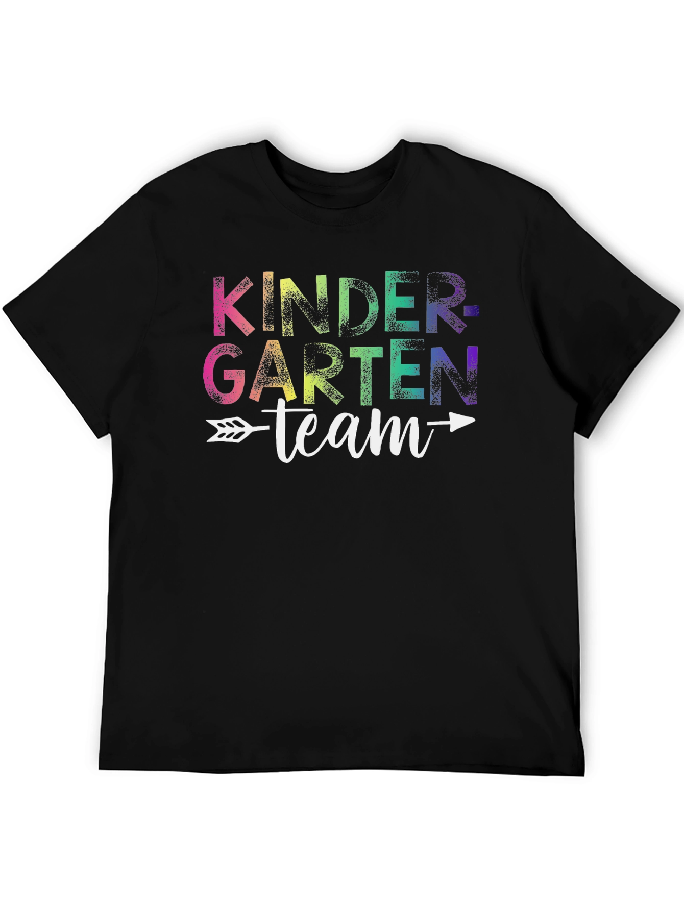 Black Kindergarten Team Rainbow Graphic T-Shirt view 5