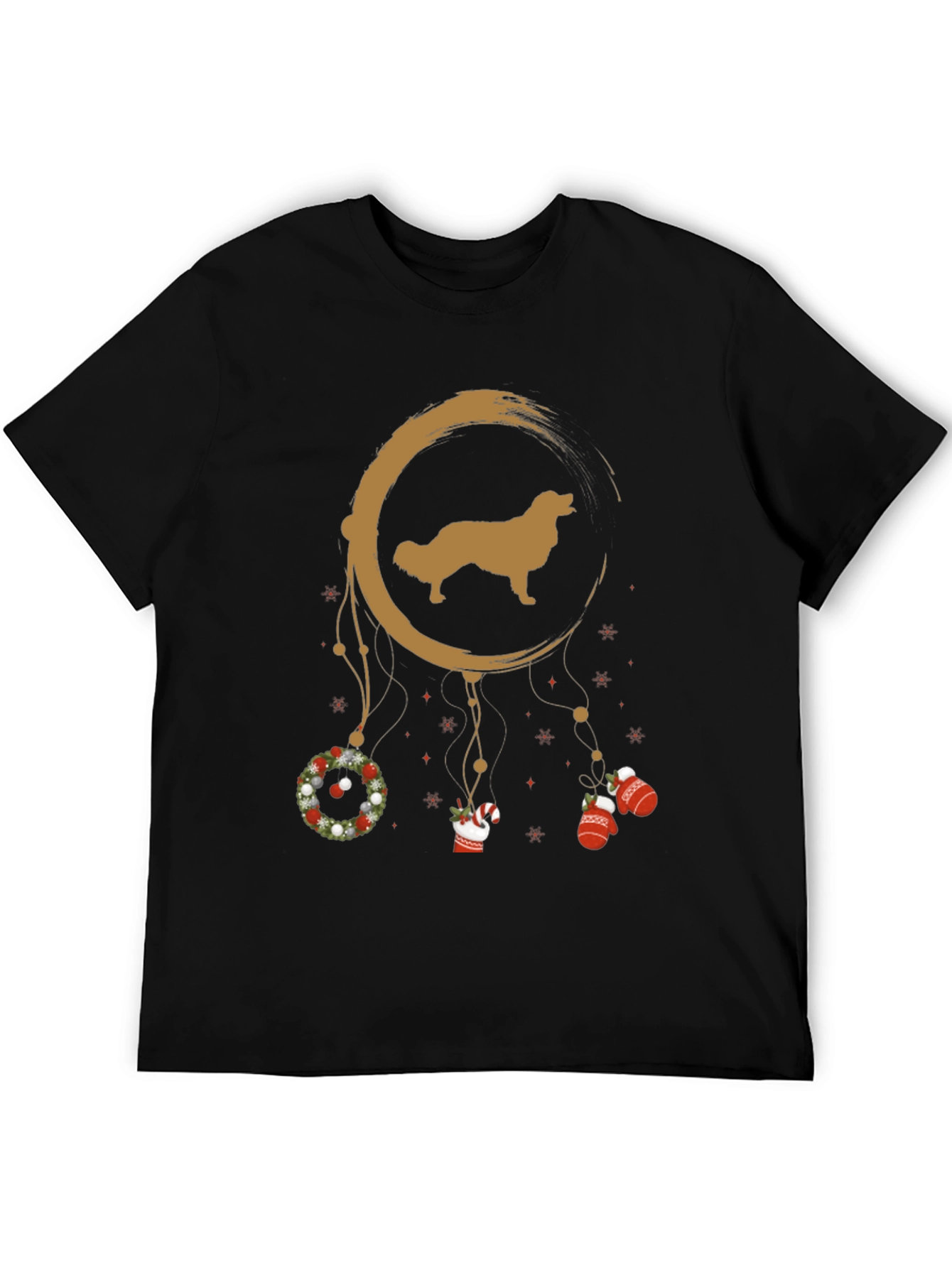 Black Golden Retriever Christmas Dreamcatcher T-Shirt view 5