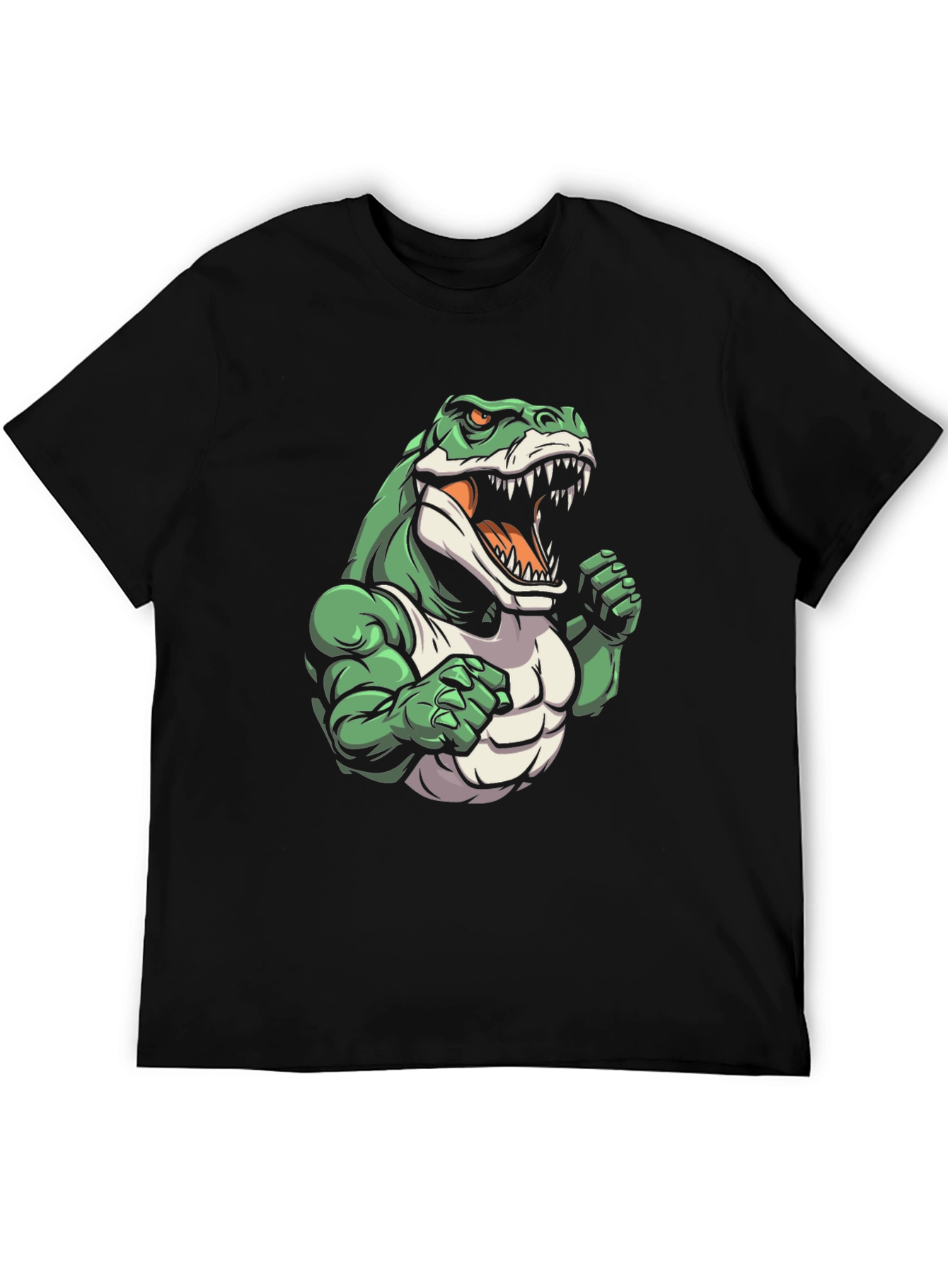 Black Dinosaur Gym T-Shirt - Cartoon Style view 5