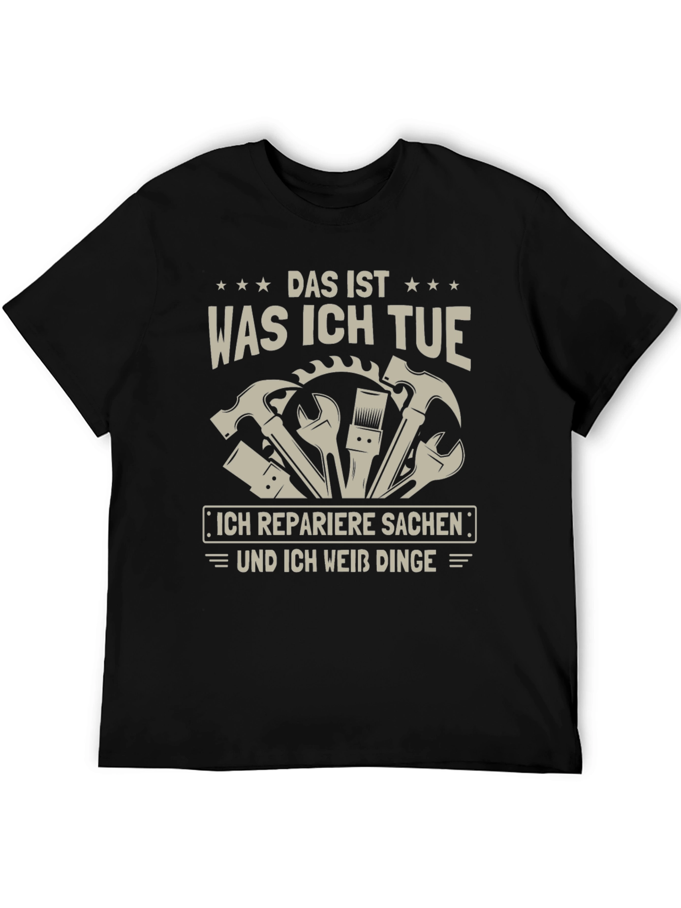 Black Das Ist Was Ich Tue Repairman Graphic Tee view 5