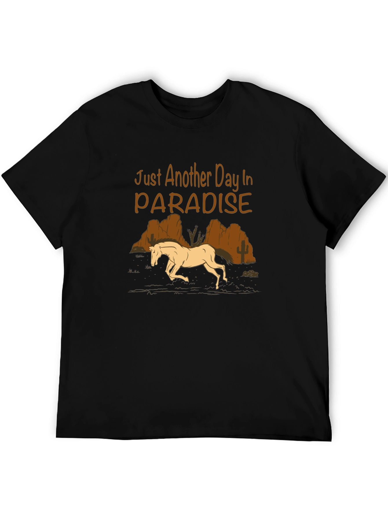 Black Paradise Horse Graphic Tee - Western Style Black T-Shirt view 5