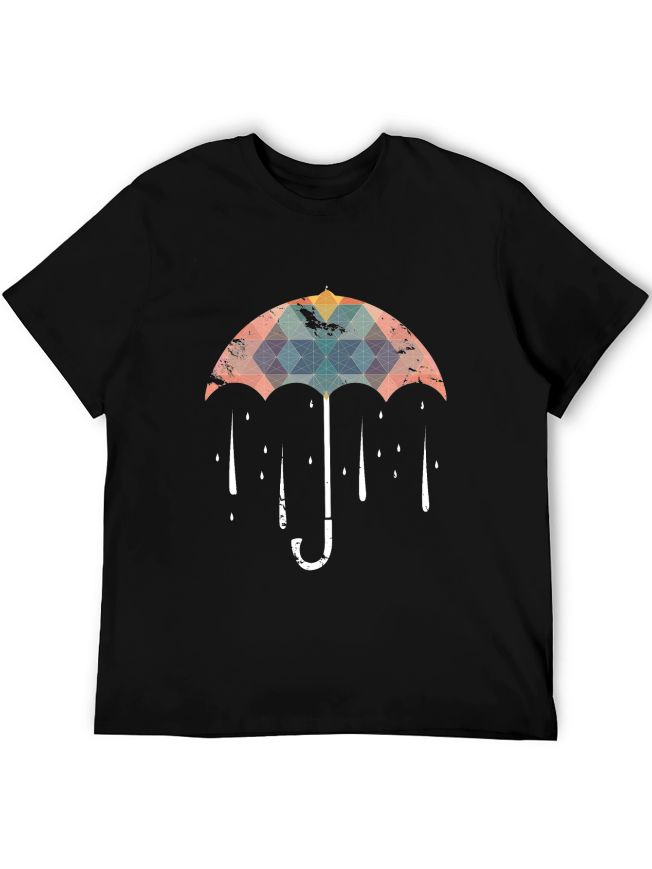 Black Geometric Umbrella Graphic T-Shirt - Black view 5