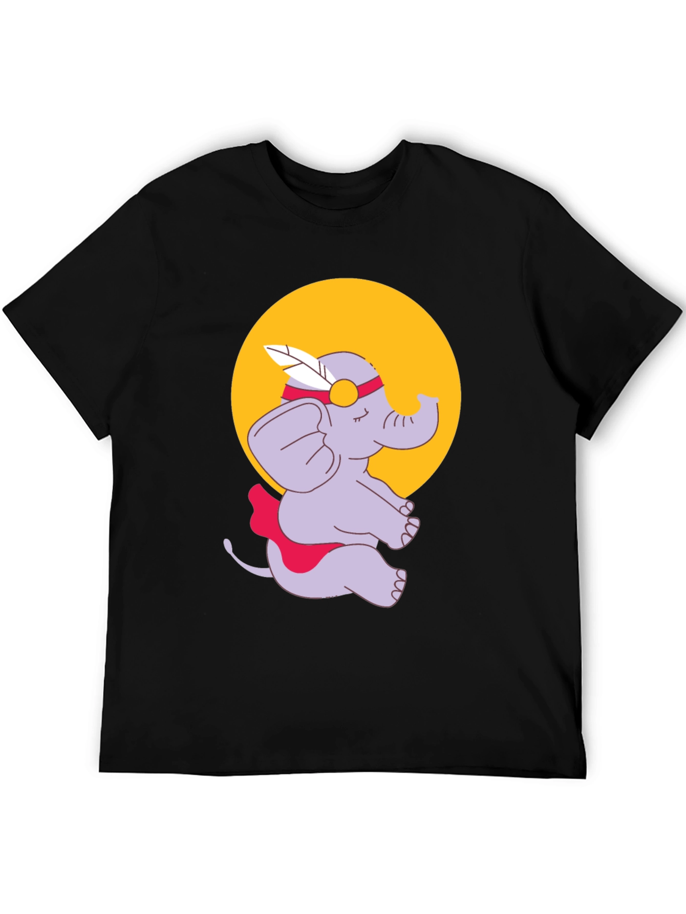 Black Elephant Cartoon T-Shirt - Black view 5