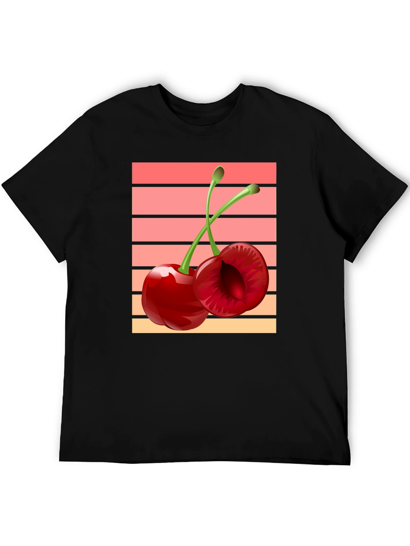 Black Retro Cherry Graphic Black T-Shirt view 5