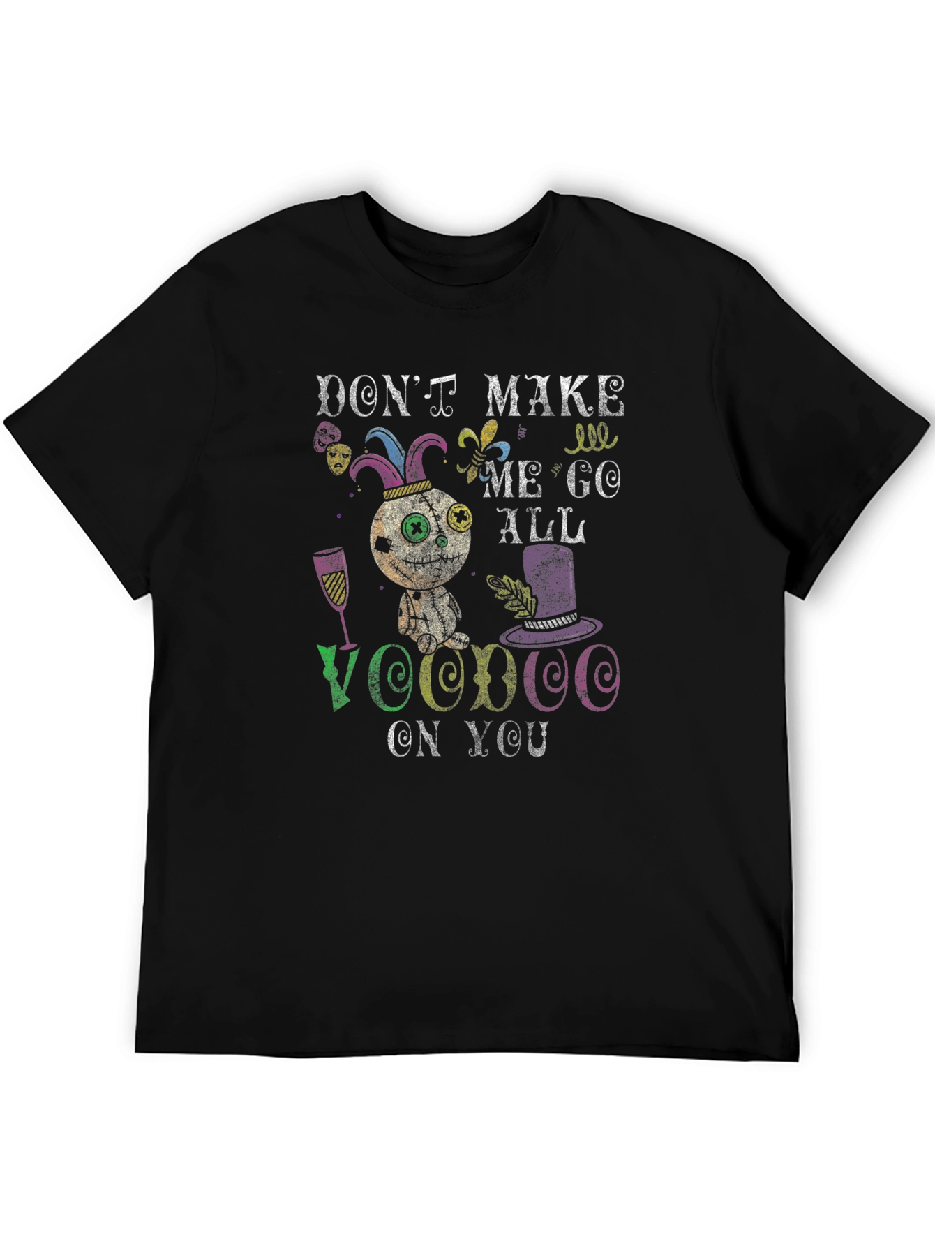 Black Voodoo Doll Graphic Tee - Don't Make Me Go All Voodoo On You! view 5