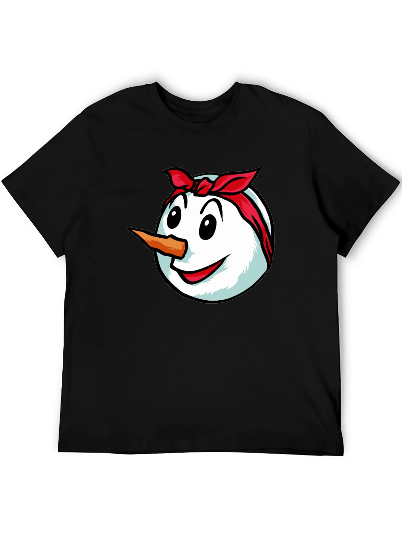 Black Funny Snowman Graphic Tee - Bandana Design view 5