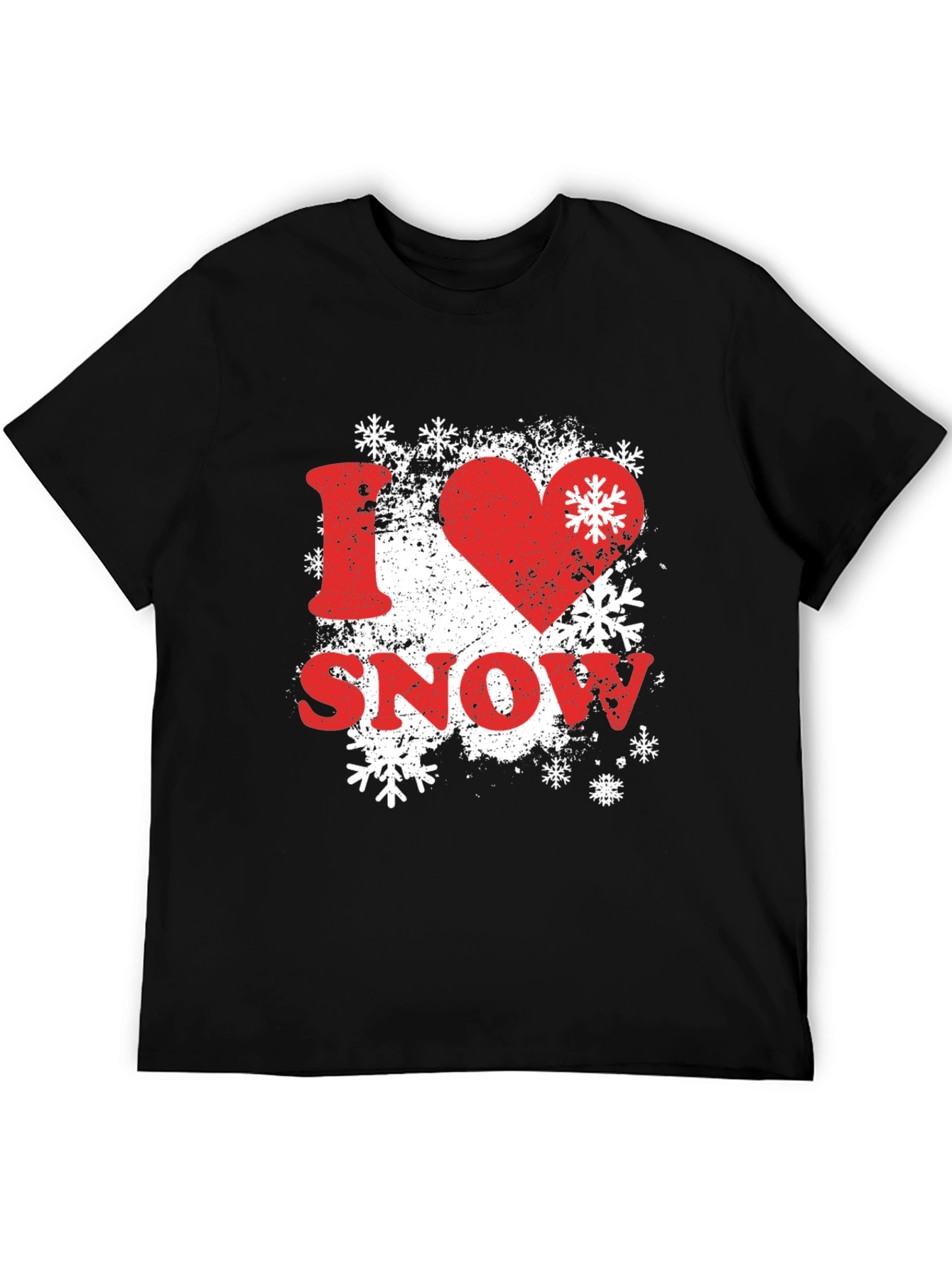 Black I Love Snow Graphic Tee Shirt - Black view 5