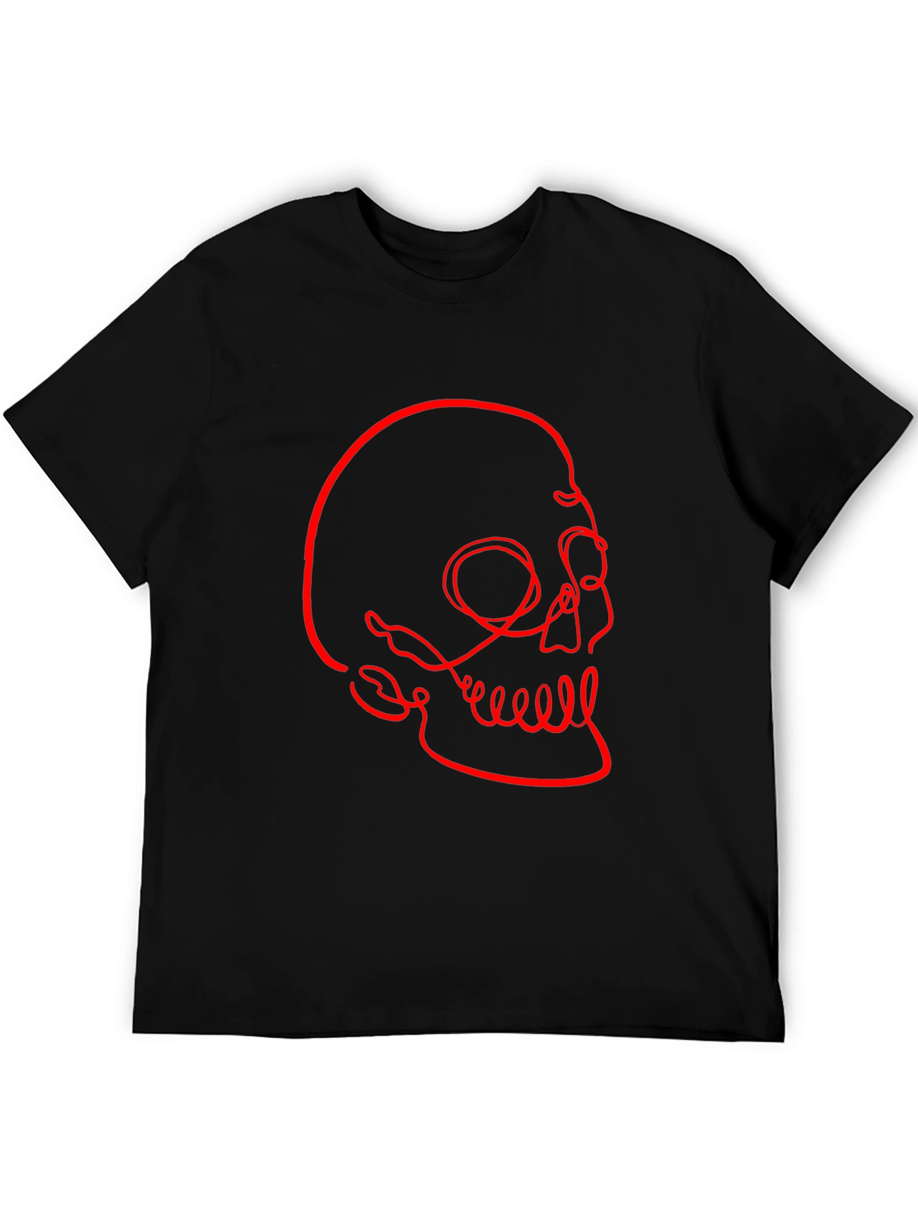 Black Abstract Skull Graphic Tee - Modern Men's Black T-Shirt view 5