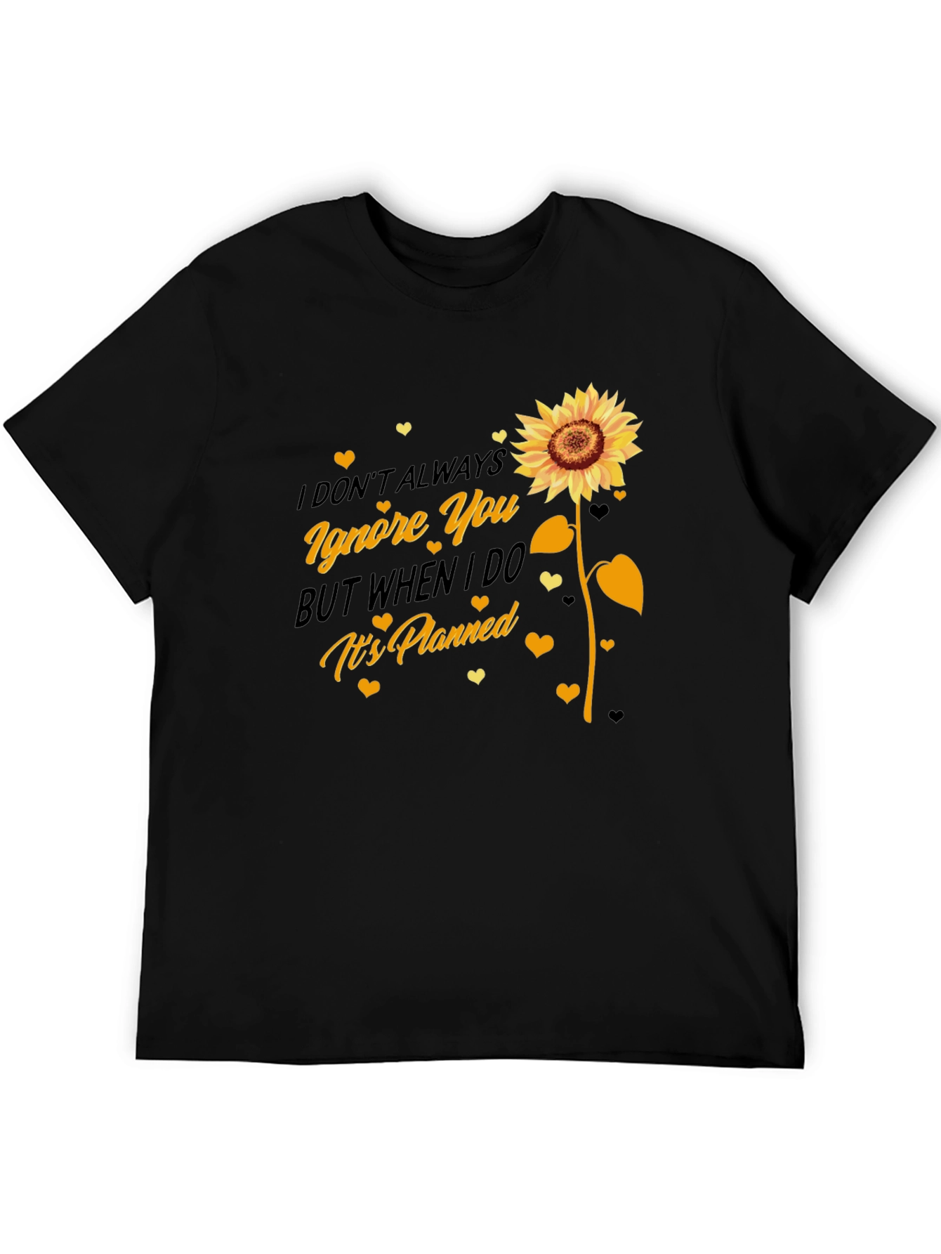 Black Sunflower Ignore You Black Graphic Tee view 5