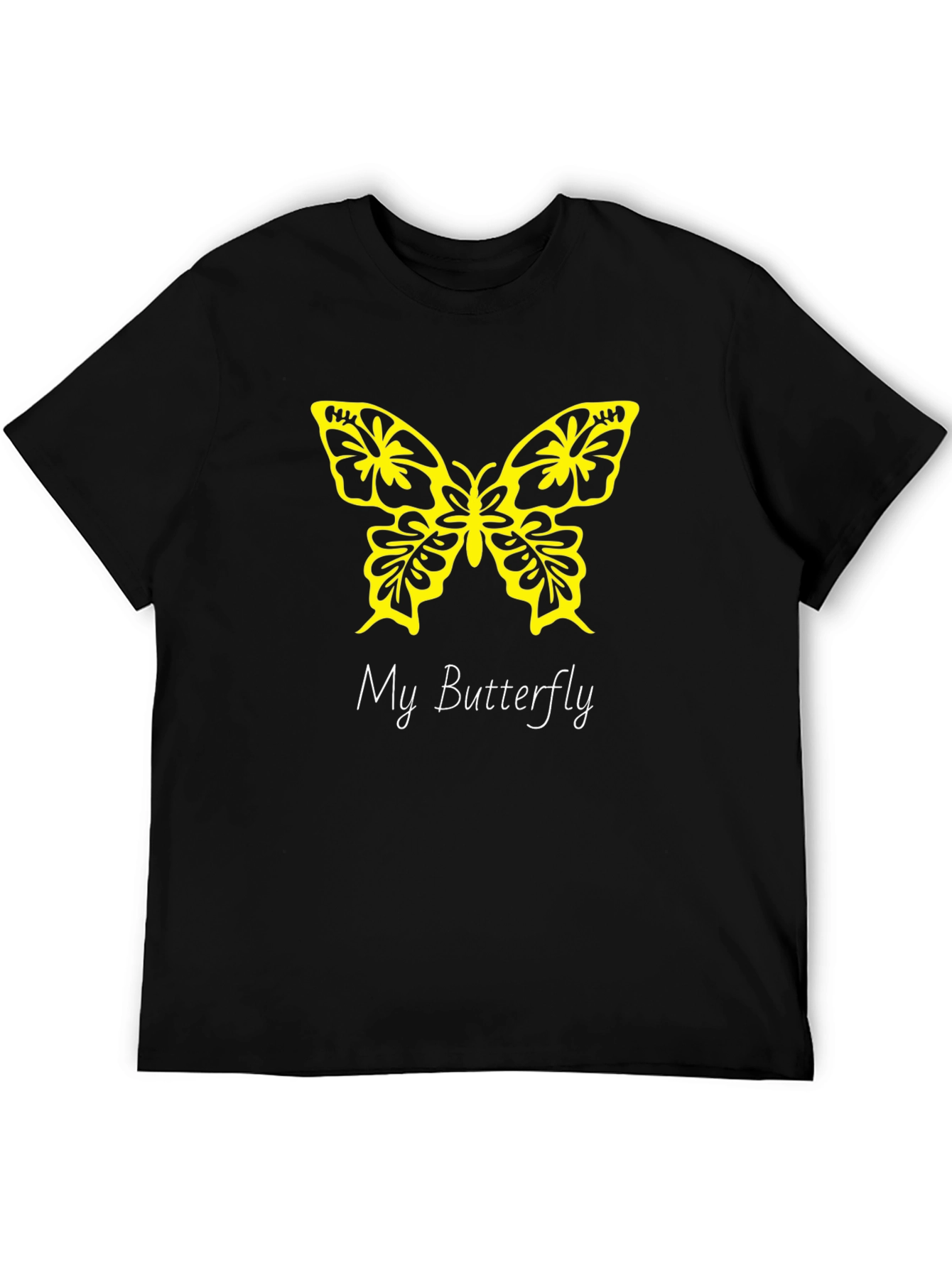 Black Butterfly Graphic Tee - Black Cotton Casual T-Shirt view 5