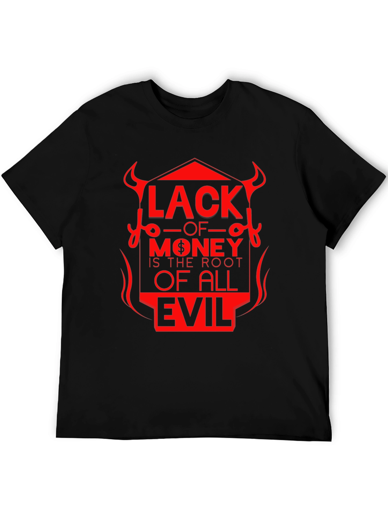Black Lack of Money Evil Tee - Stylish Graphic T-Shirt view 5