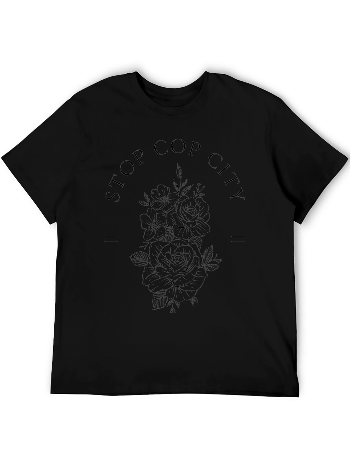 Black Stop Cop City Floral Graphic T-Shirt view 5