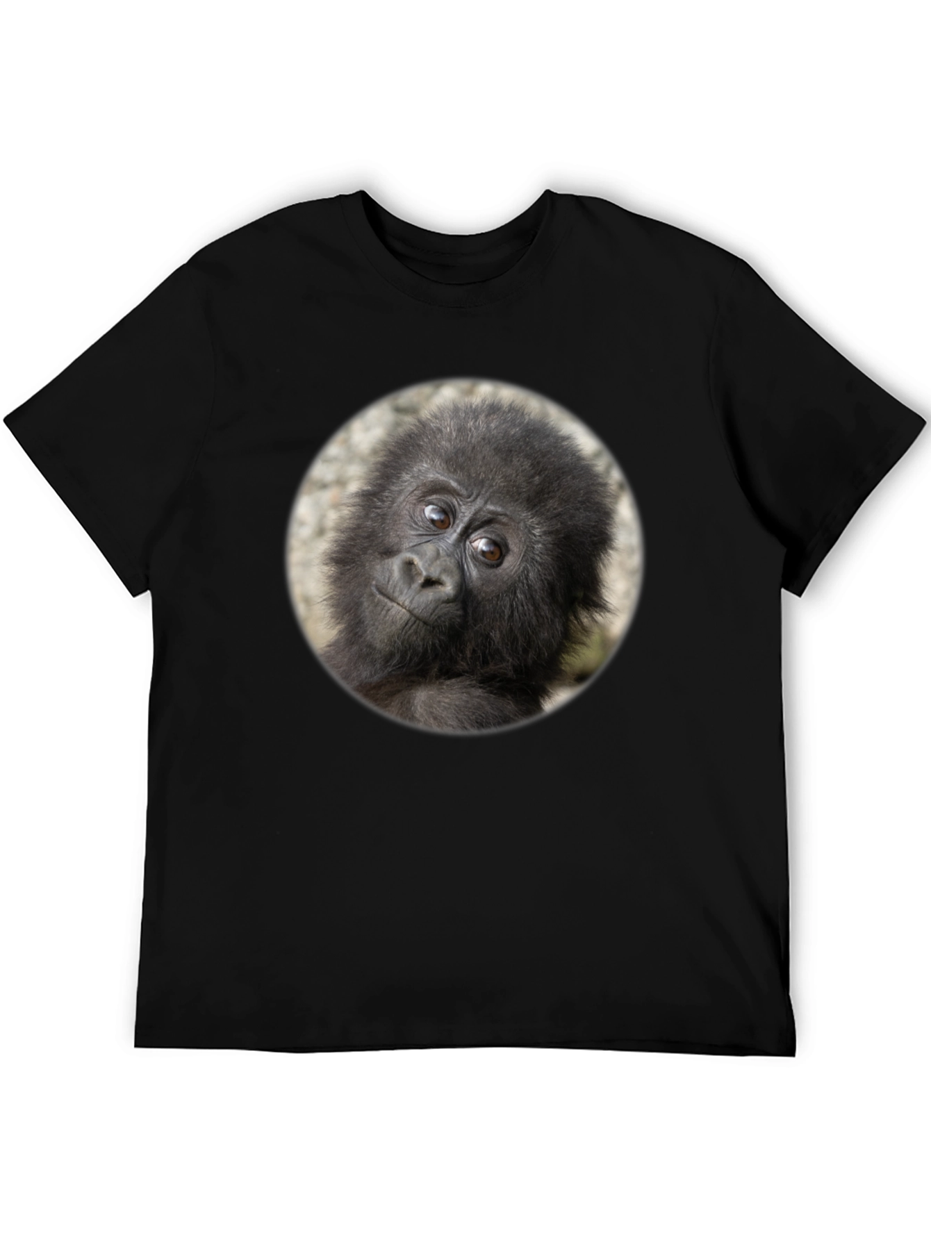 Black Cool Gorilla Portrait Black T-Shirt view 5