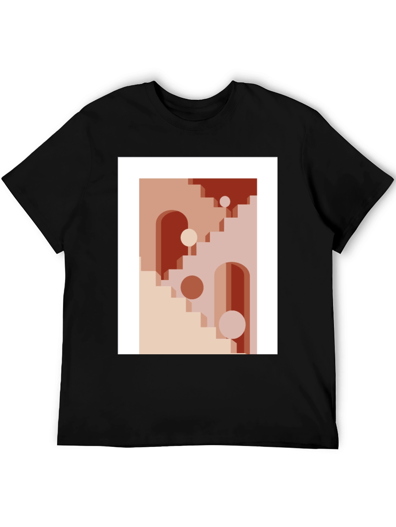 Black Abstract Geometric Graphic Print T-Shirt view 5
