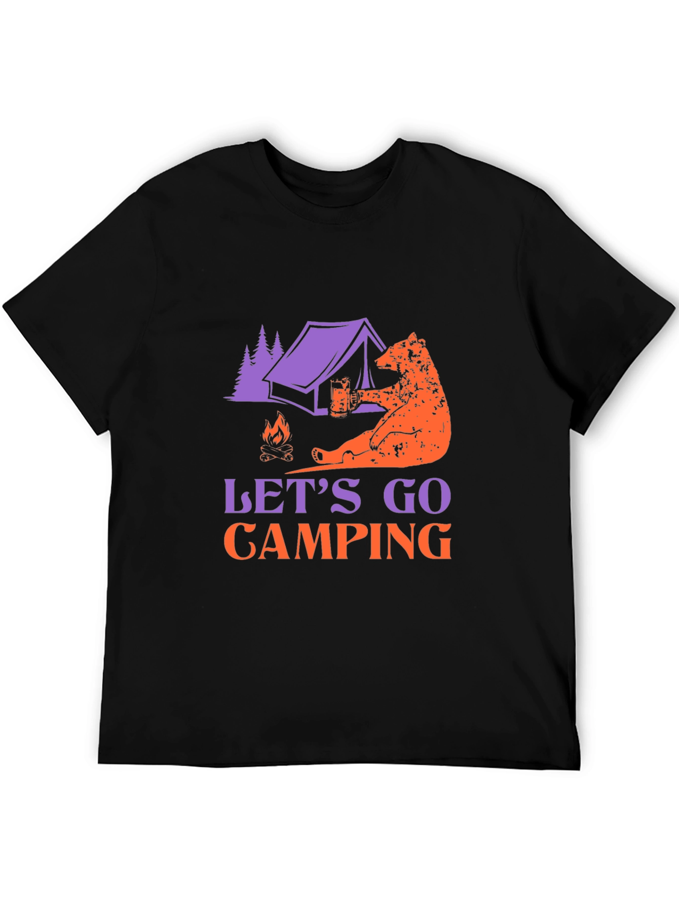 Black Camping Bear T-Shirt view 5