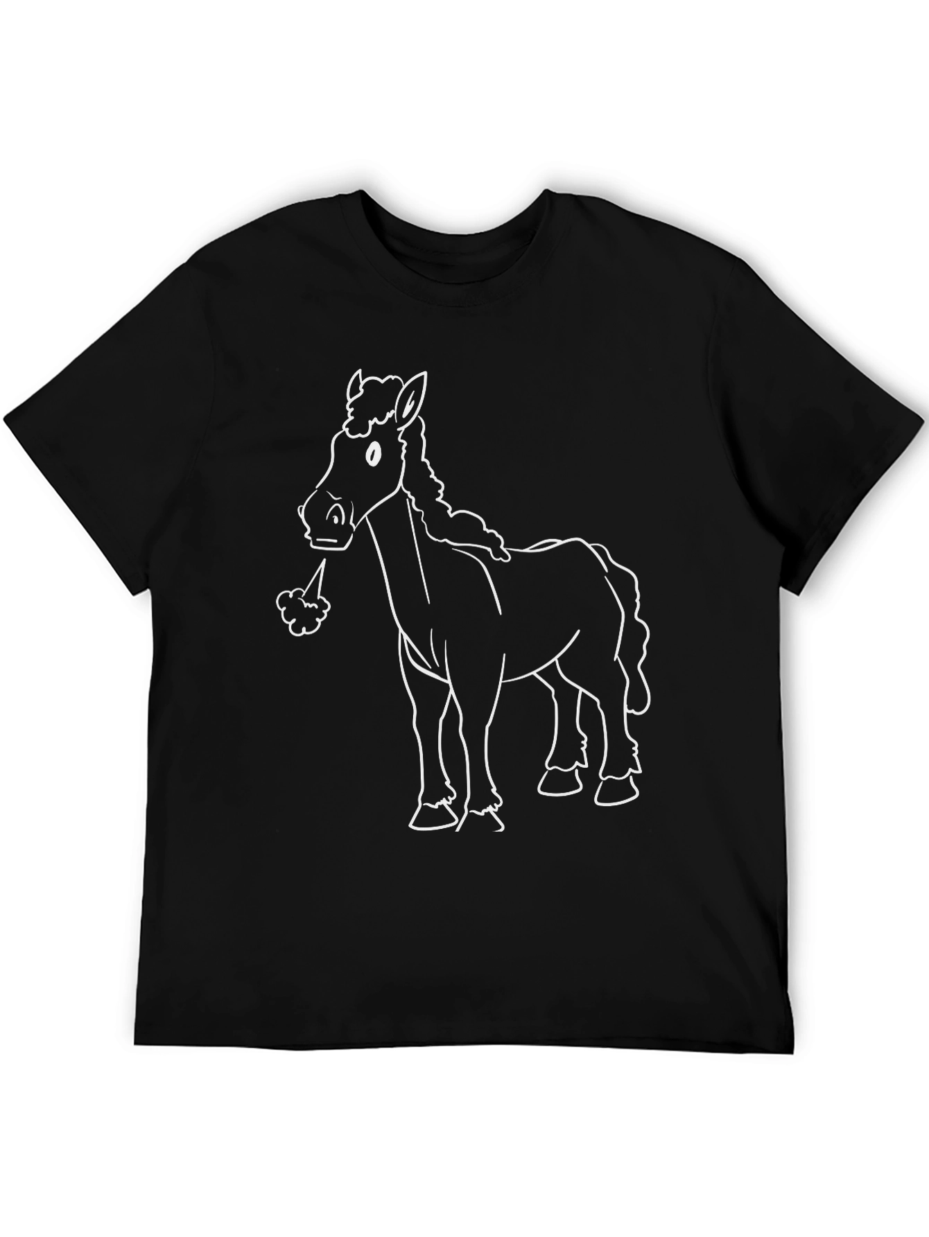 Black Funny Horse Graphic Tee - Black Cotton T-Shirt view 5