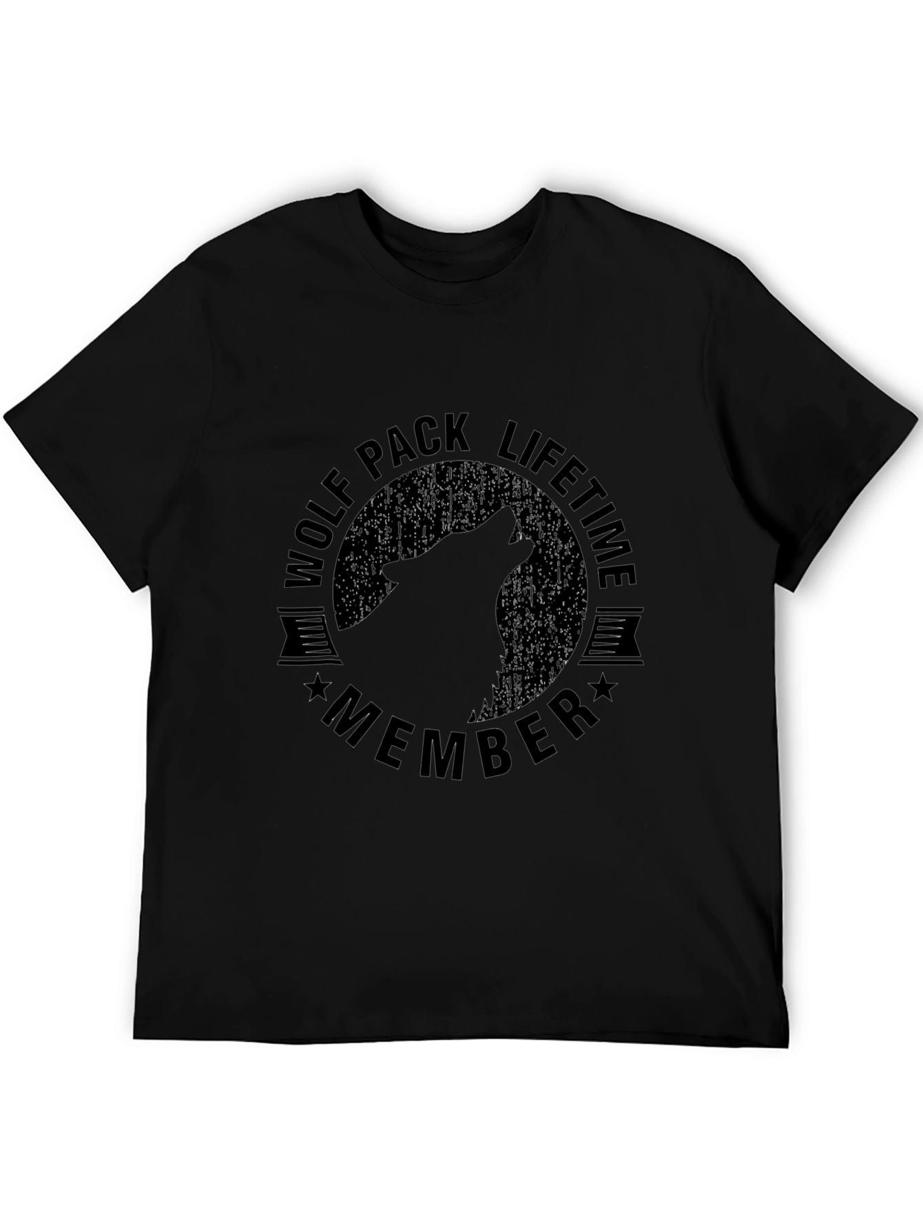 Black Wolf Pack Lifetime Member Black T-Shirt view 5