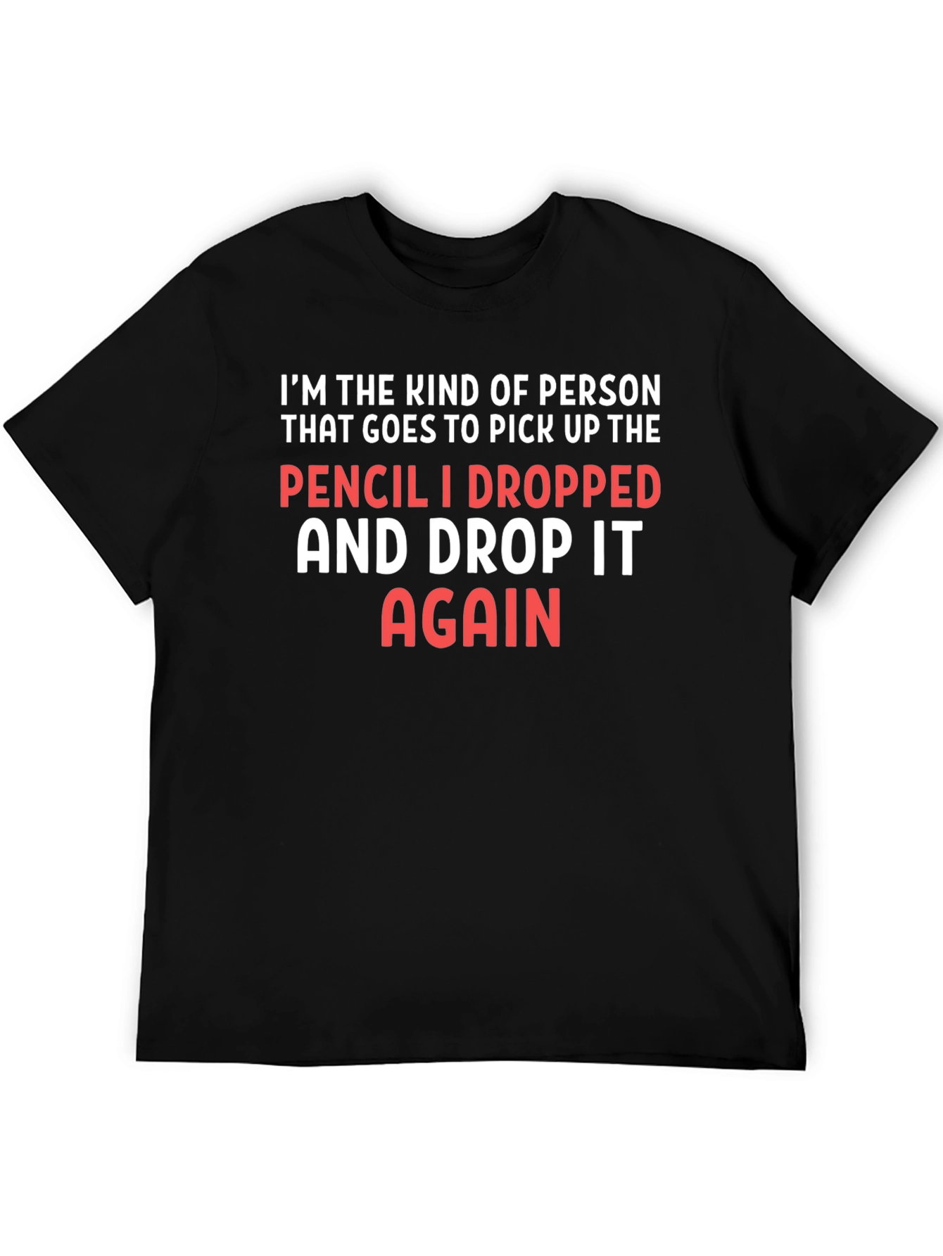 Black Funny Pencil Dropping T-Shirt view 5