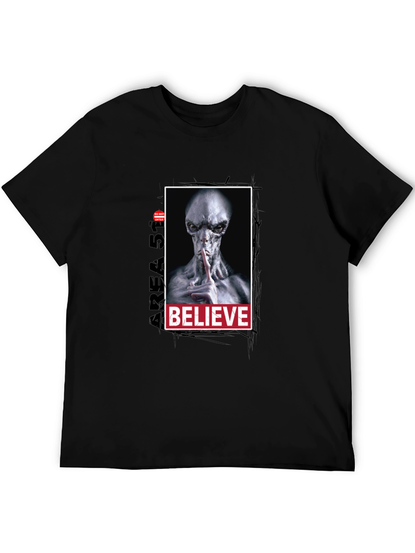 Black Area 51 Believe Alien Graphic Tee view 5