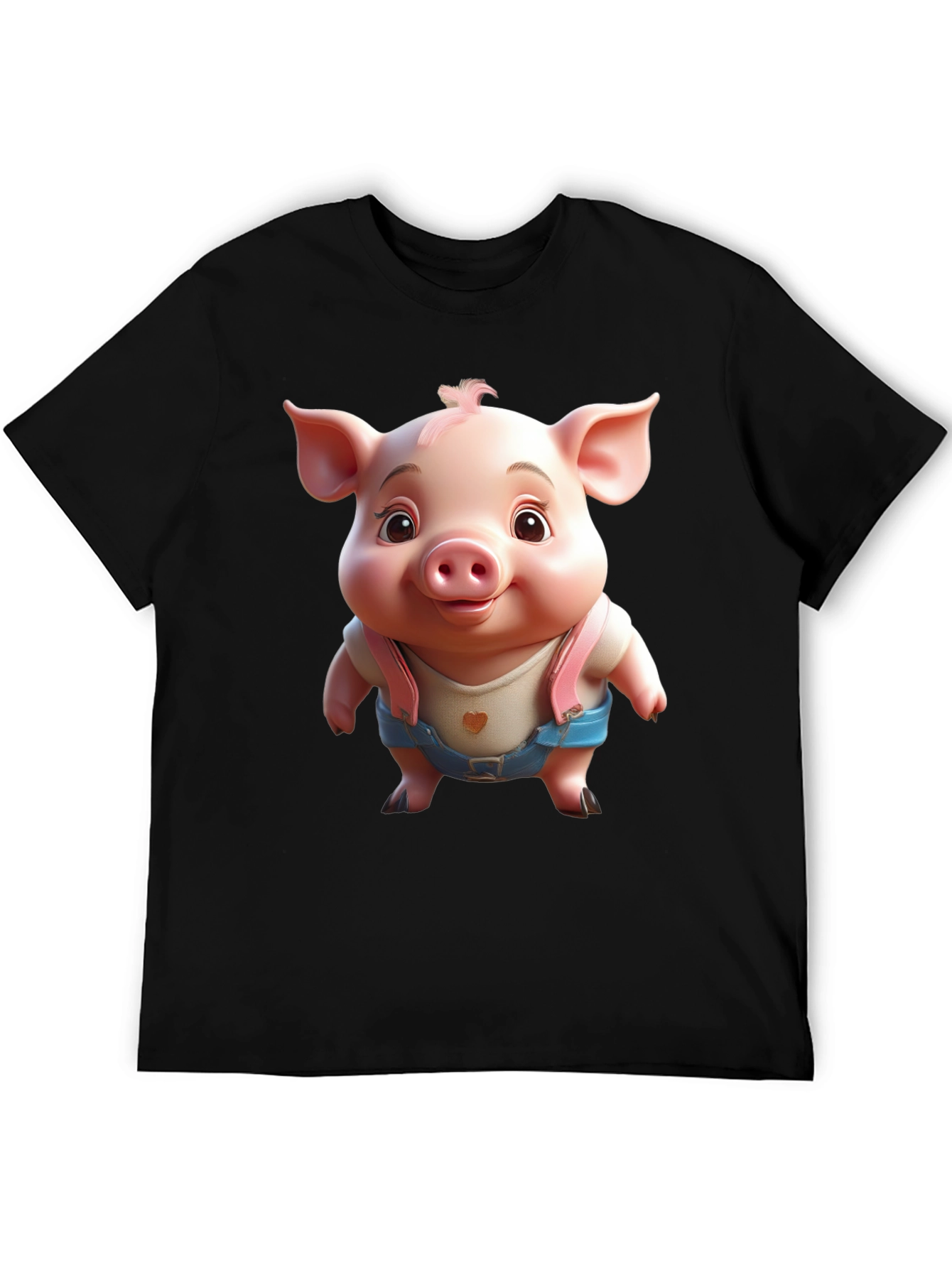 Black Cute Piglet Graphic Tee - Black view 5