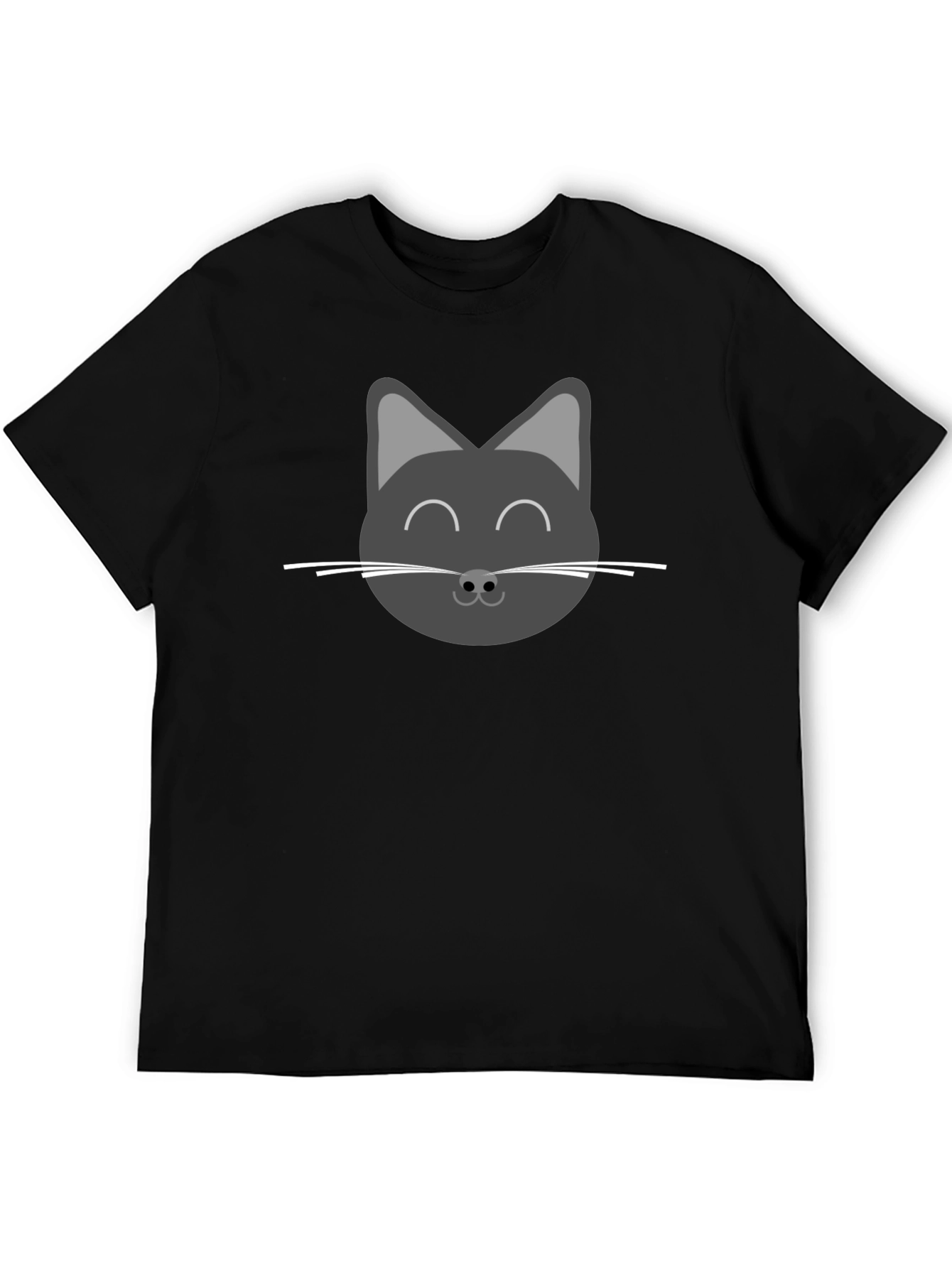 Black Cute Cat Face Graphic T-Shirt - Black view 5