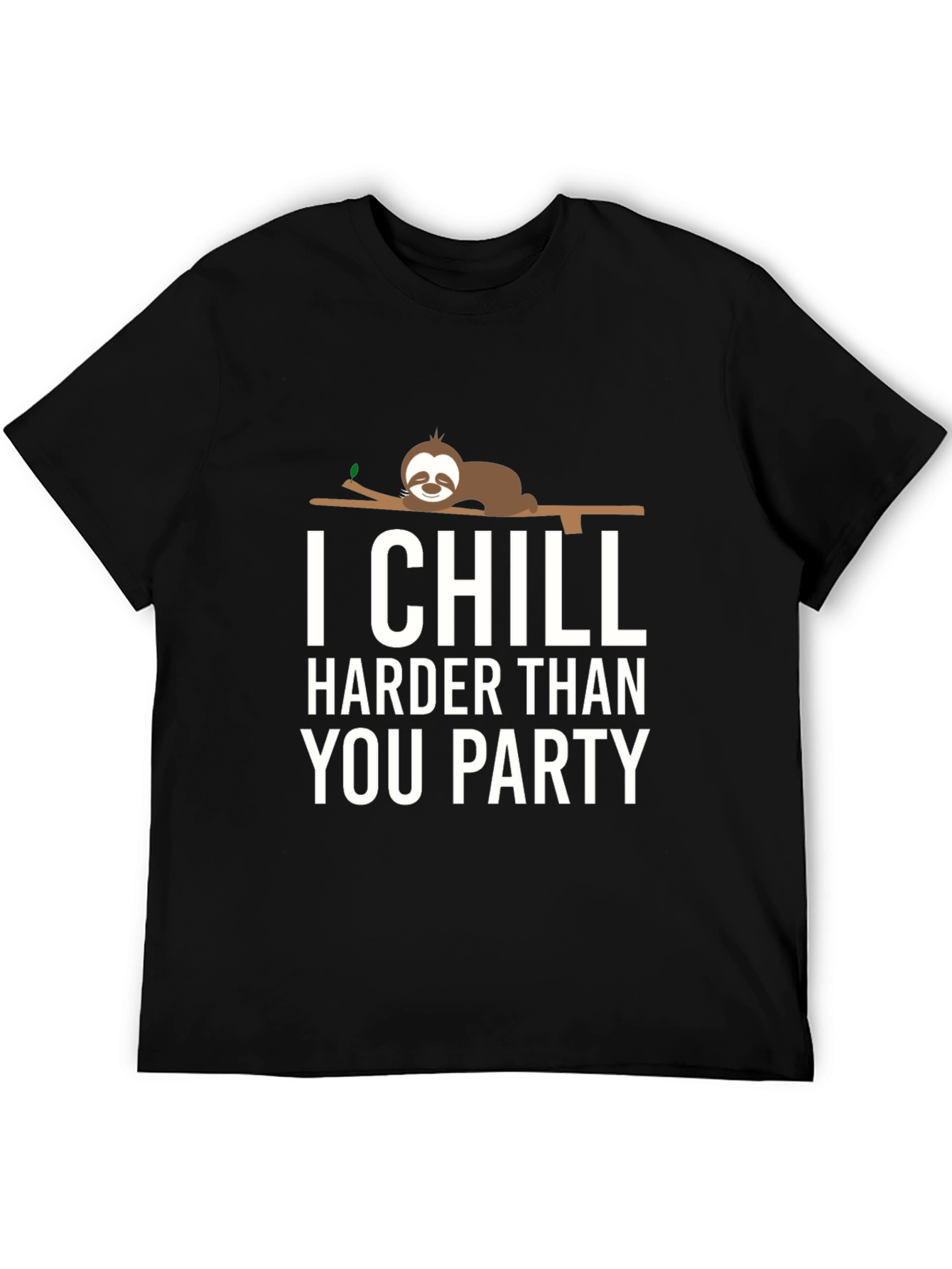 Black Chill Harder Sloth Graphic Tee - Relaxed Fit Black T-Shirt view 5